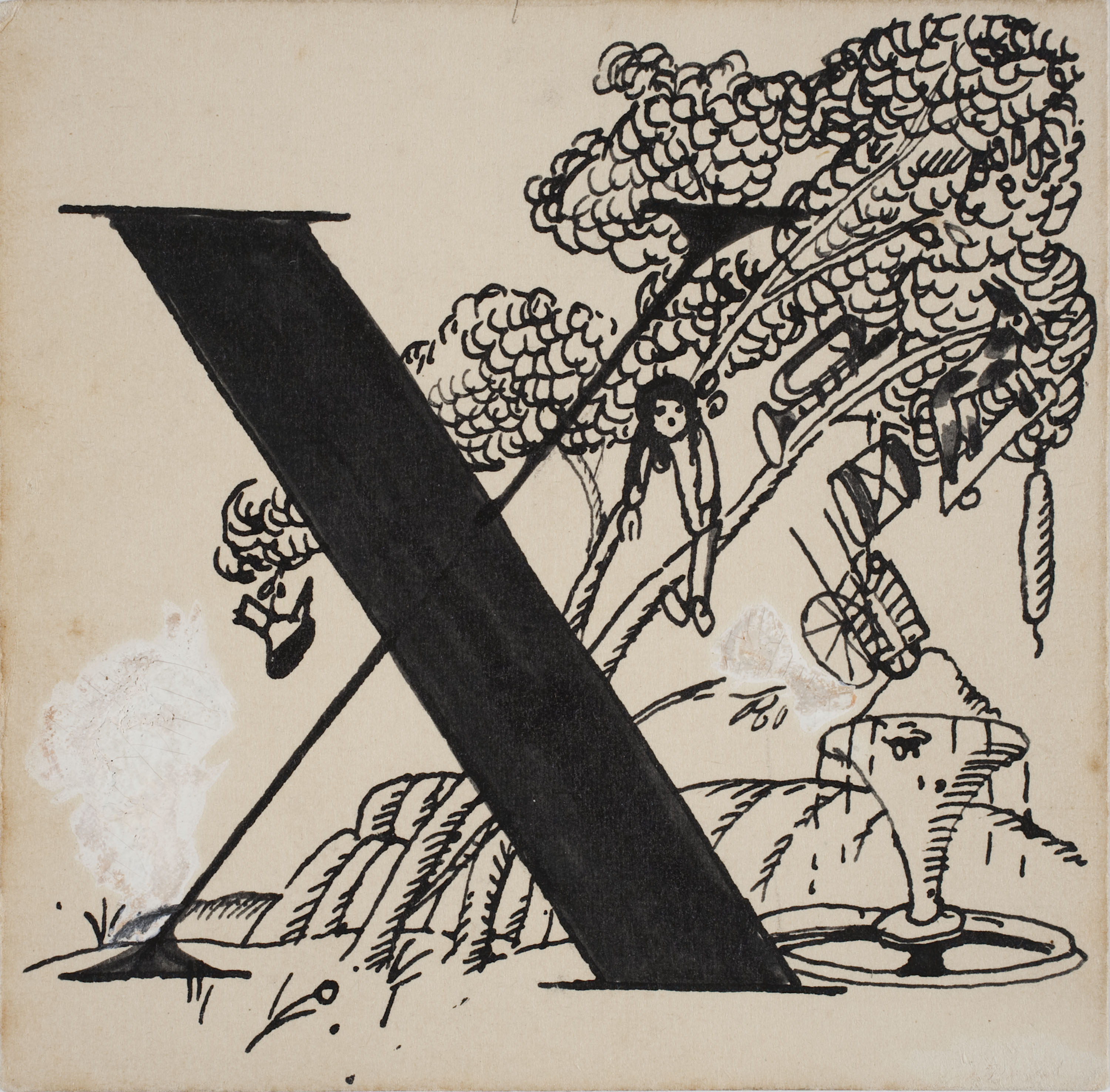 image for: Xavier Nogués - Lletra X (il·lustració per a l&#039;«Abecedari català per a nens». Variant no publicada) - 1920