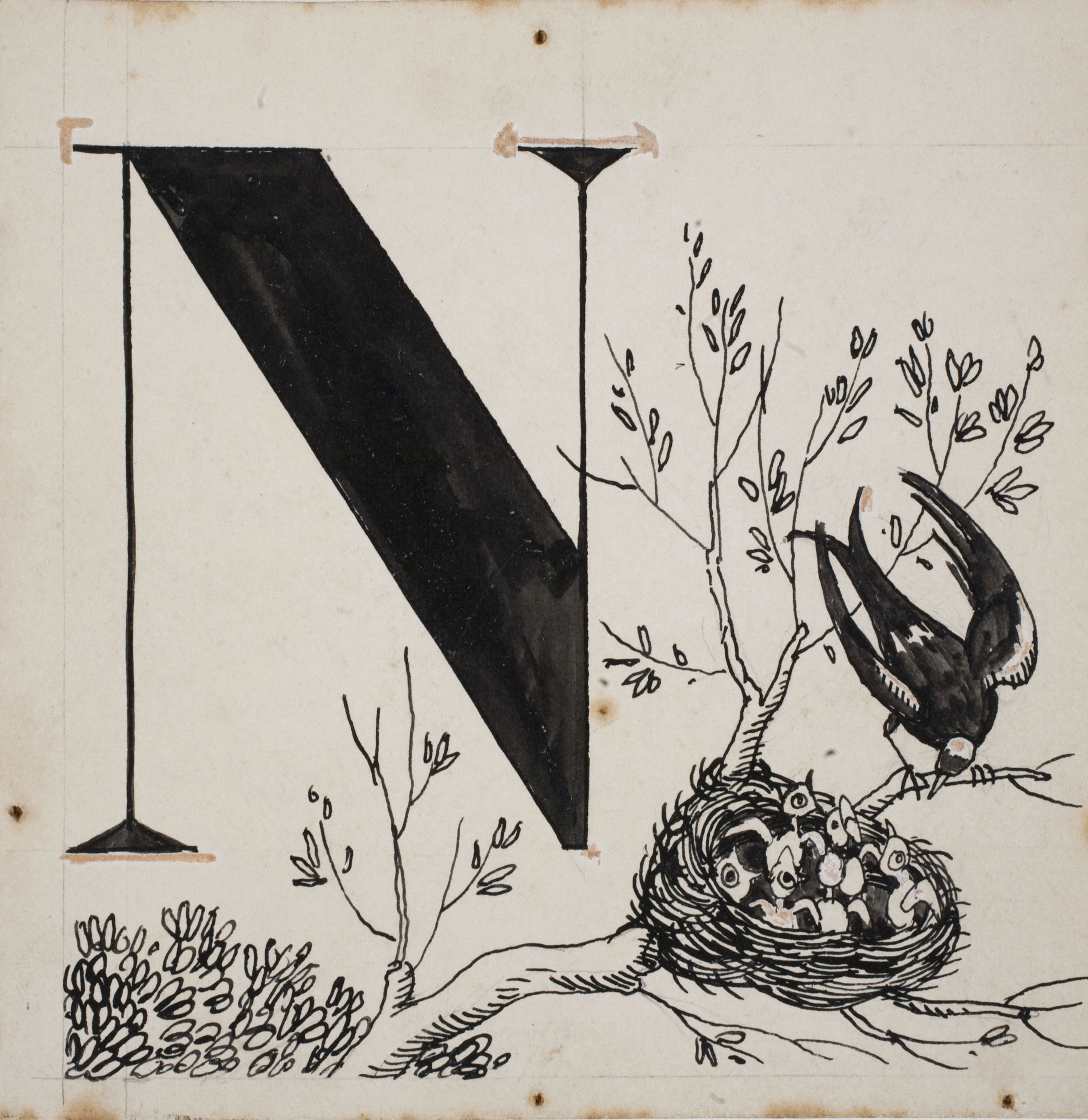 image for: Xavier Nogués - Lletra N (il·lustració per a l&#039;«Abecedari català per a nens» editat per la Llibreria Nacional Catalana de Salvat-Papasseit) - 1920