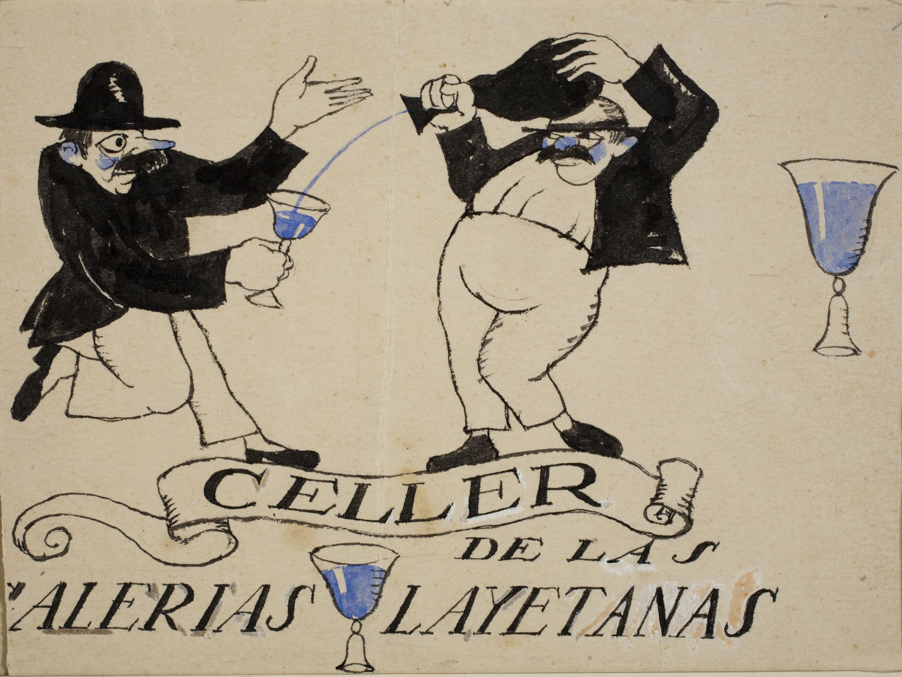 image for: Xavier Nogués - Estudi preparatori per a l&#039;anunci «Celler de las Galerias Layetanas» - Cap a 1916