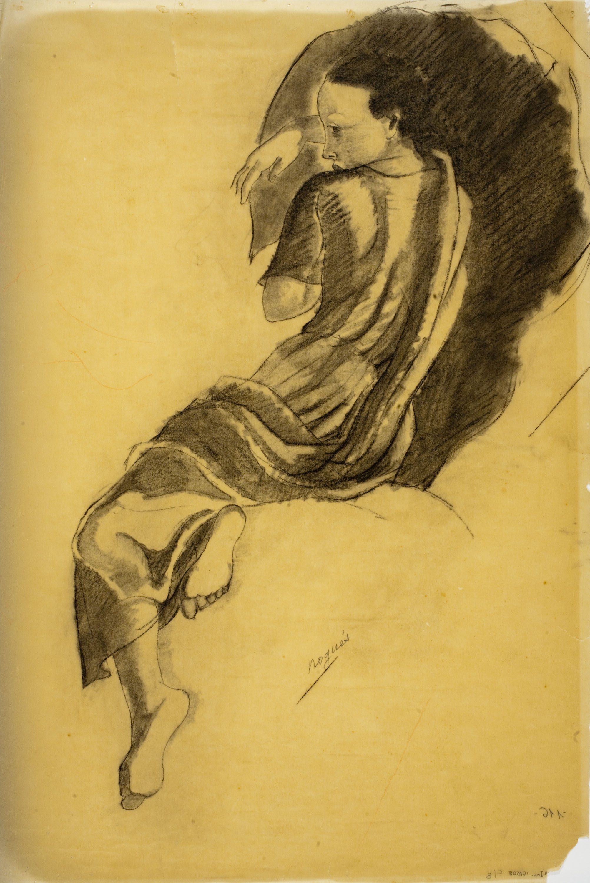 image for: Xavier Nogués - Dona asseguda. Estudi preparatori per a una de les figures del sostre del despatx de l&#039;alcalde a la Casa de la Ciutat de Barcelona - Cap a 1929-1933