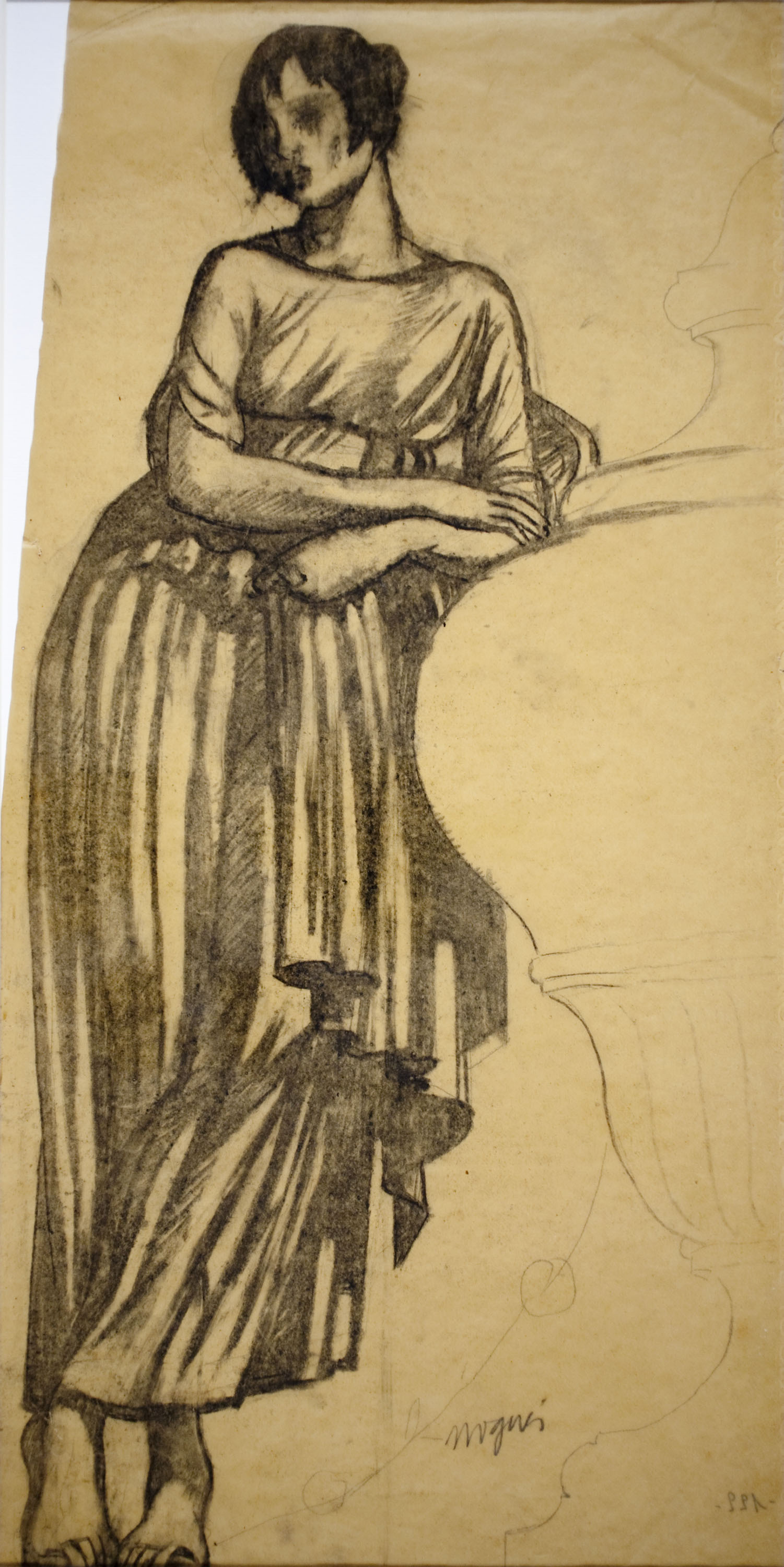 image for: Xavier Nogués - Dona dempeus. Estudi preparatori per a la decoració mural del saló de la casa Plandiura, Barcelona - 1917