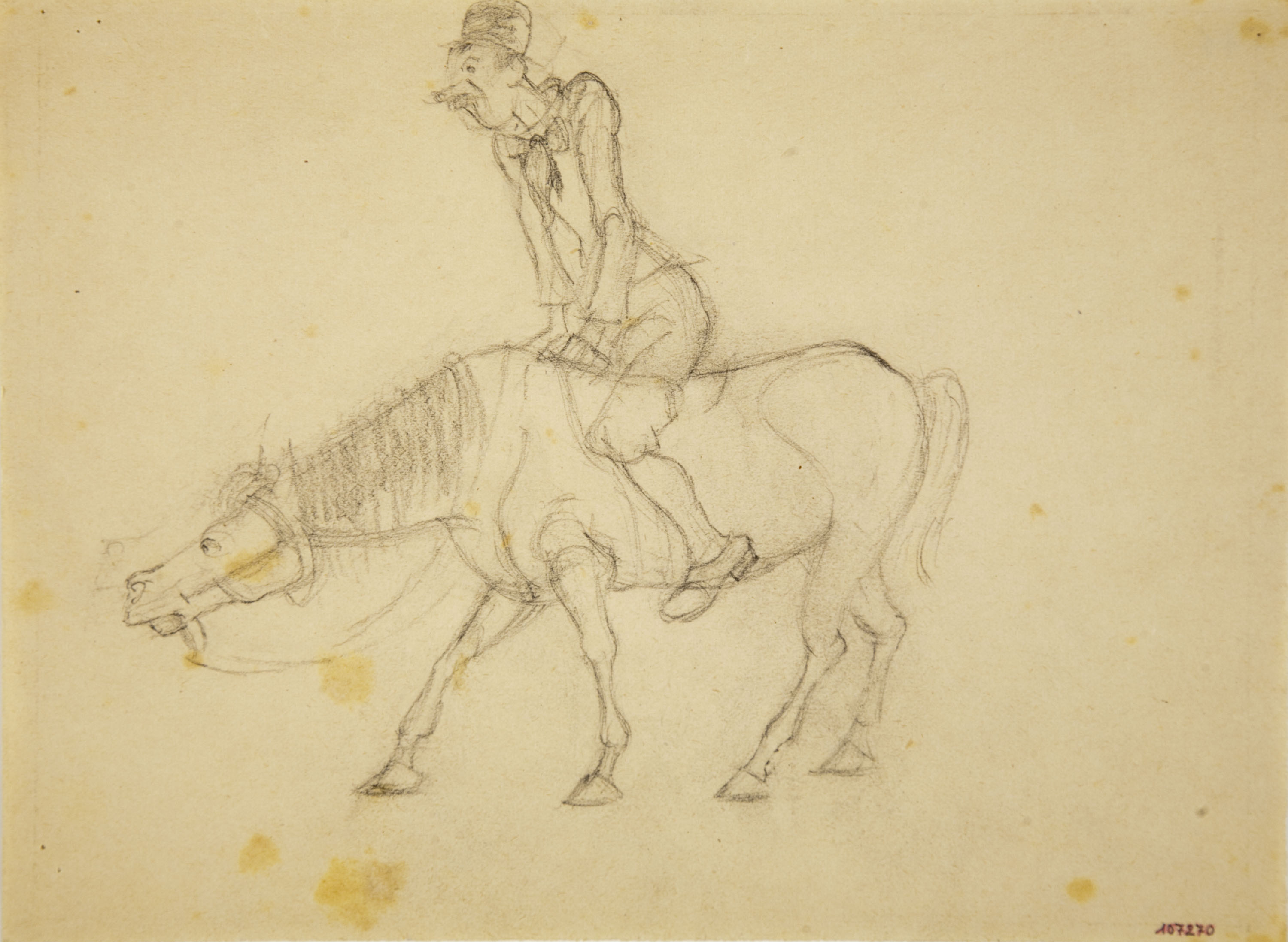 image for: Xavier Nogués - Genet. Estudi preparatori per al gravat «Cavallers i dona dormint (Admiració)» - Cap a 1940