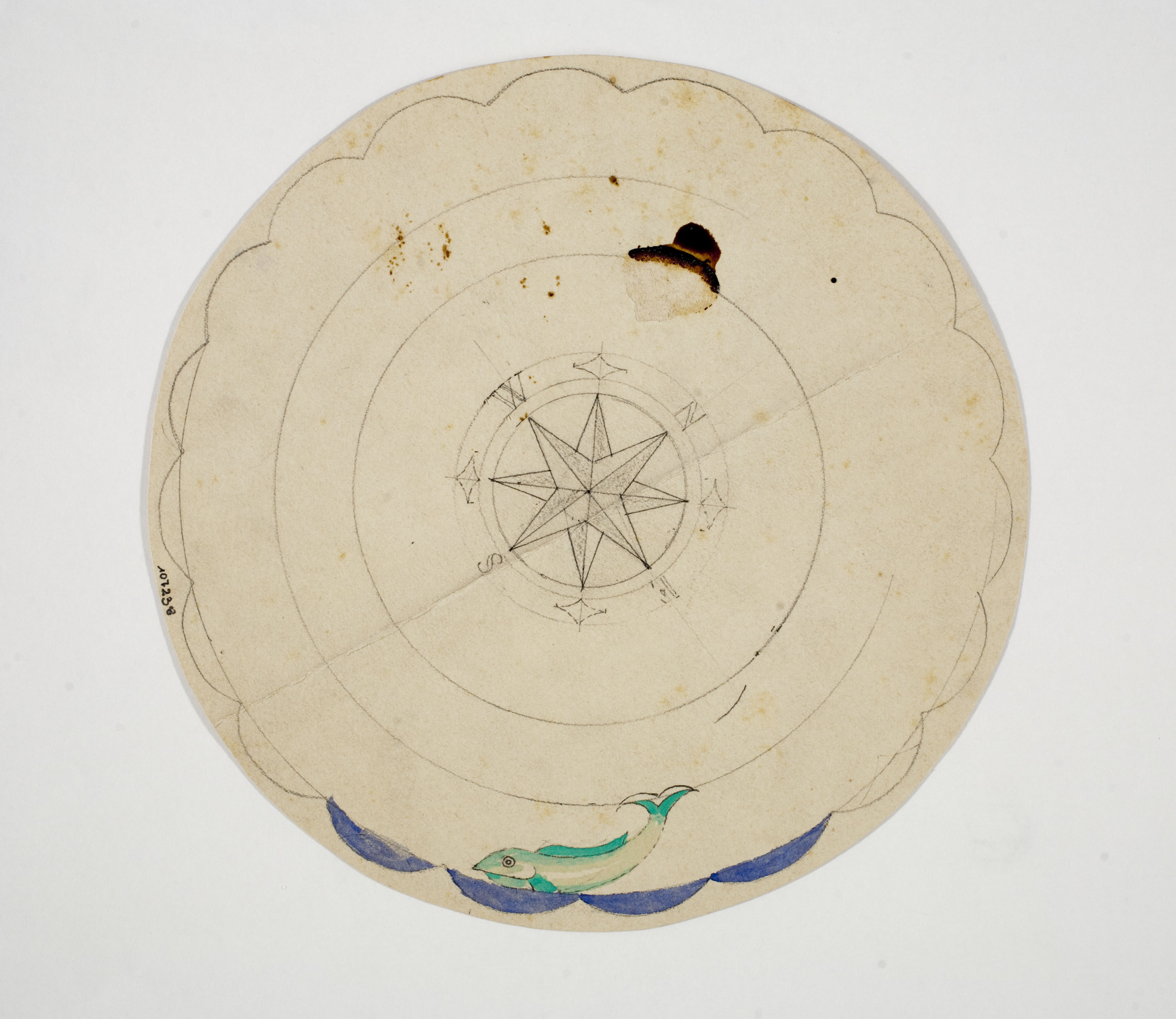 image for: Xavier Nogués - Estel dels vents i peix. Estudi preparatori per a la decoració de vidre esmaltat - Cap a 1924-1928