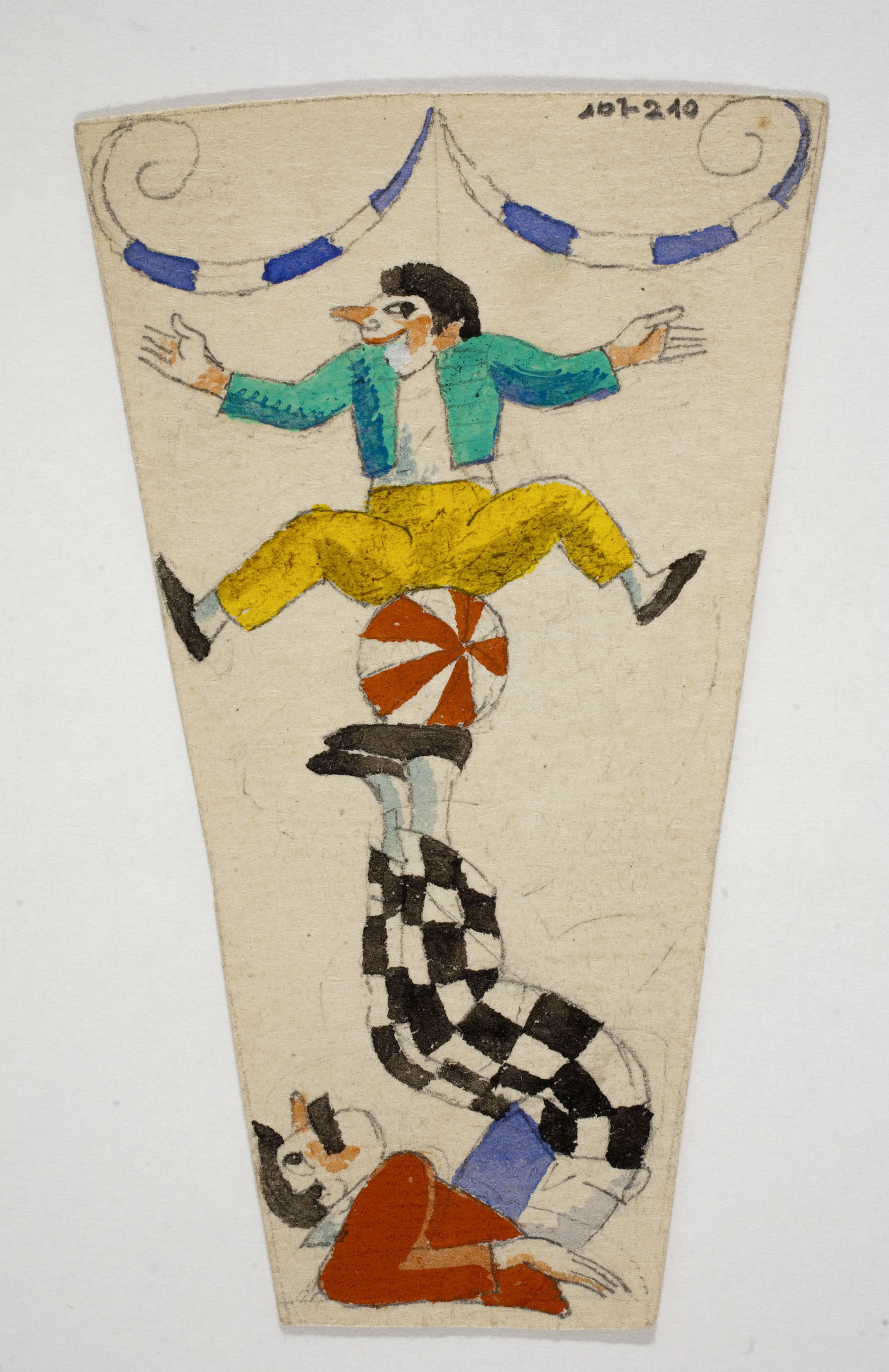 image for: Xavier Nogués - Equilibristes (escena de circ). Estudi preparatori per a la decoració de vidre esmaltat - Cap a 1924-1928