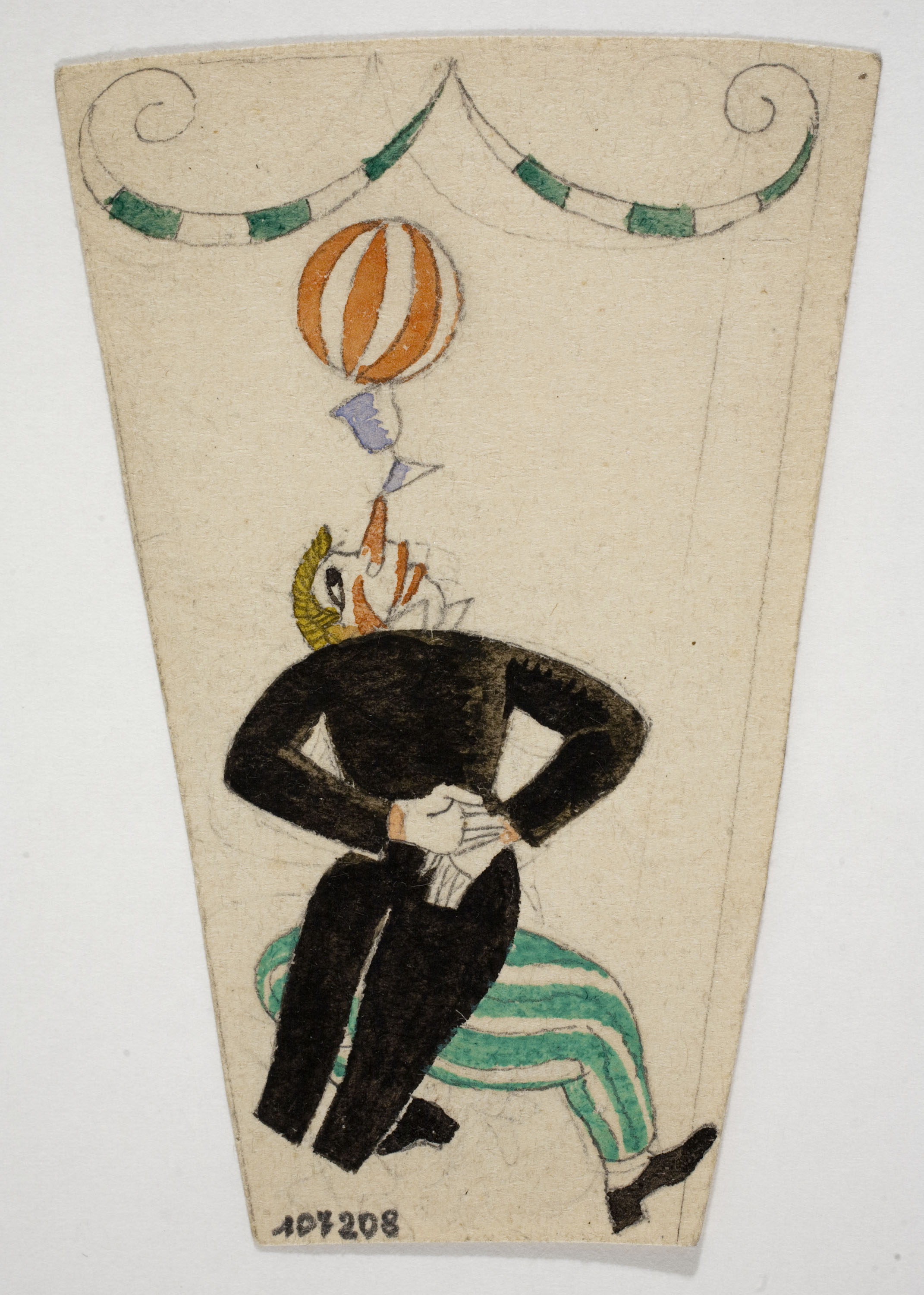 image for: Xavier Nogués - Equilibrista (escena de circ). Estudi preparatori per a la decoració de vidre esmaltat - Cap a 1924-1928