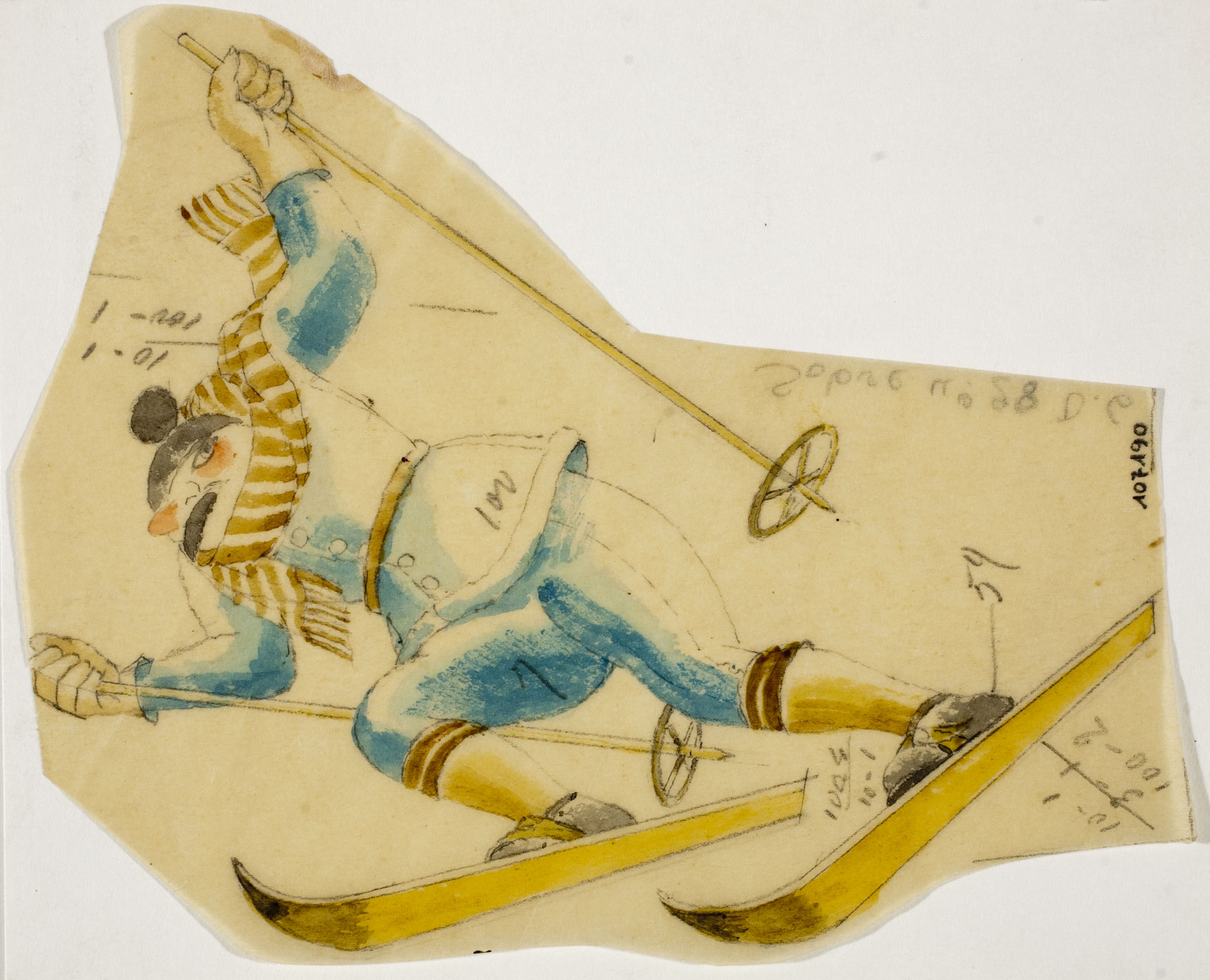 image for: Xavier Nogués - Esquiador. Estudi preparatori per a la decoració de vidre esmaltat - Cap a 1924-1928