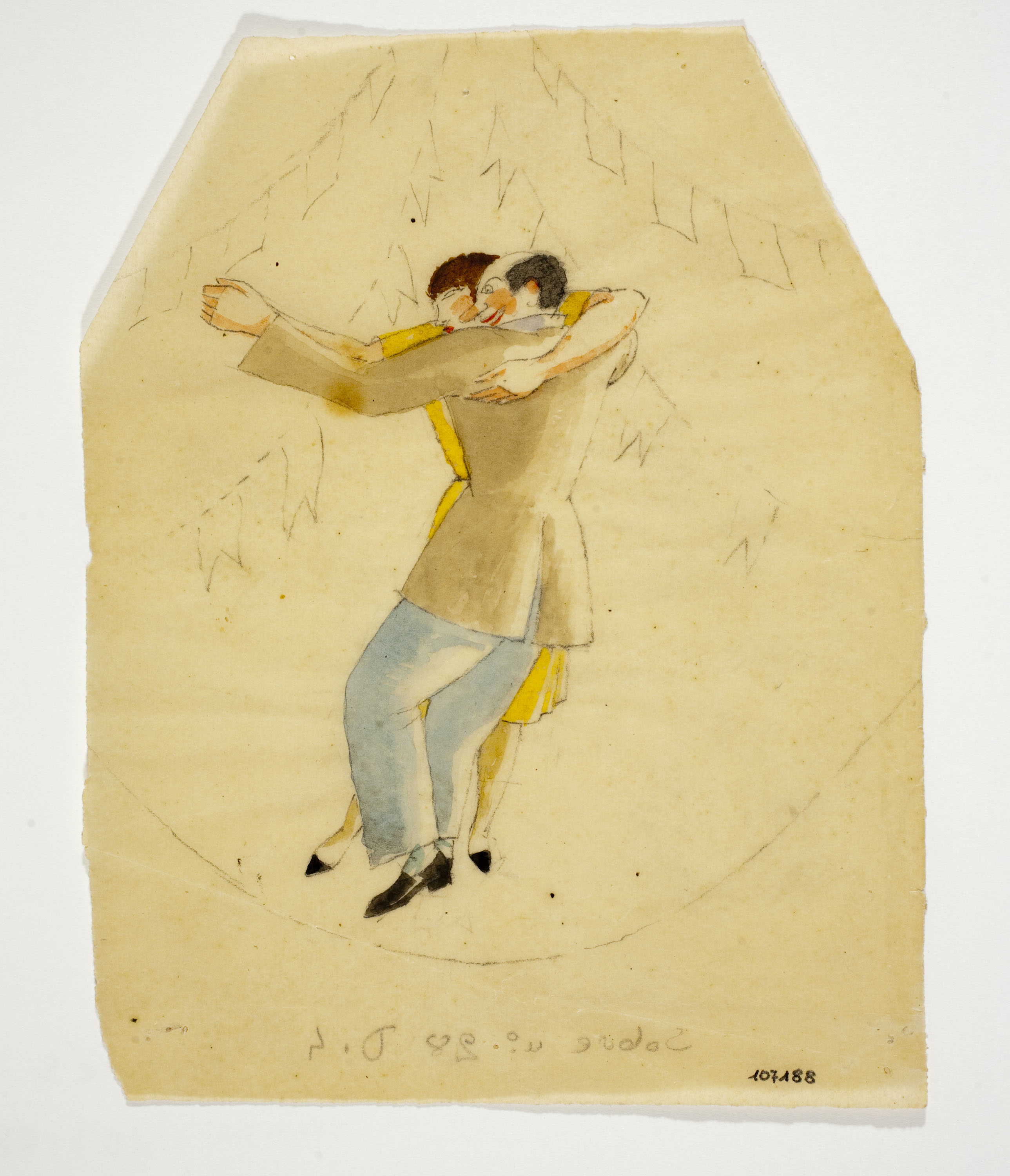 image for: Xavier Nogués - Parella ballant i motius decoratius. Estudi preparatori per a la decoració de vidre esmaltat - Cap a 1924-1928