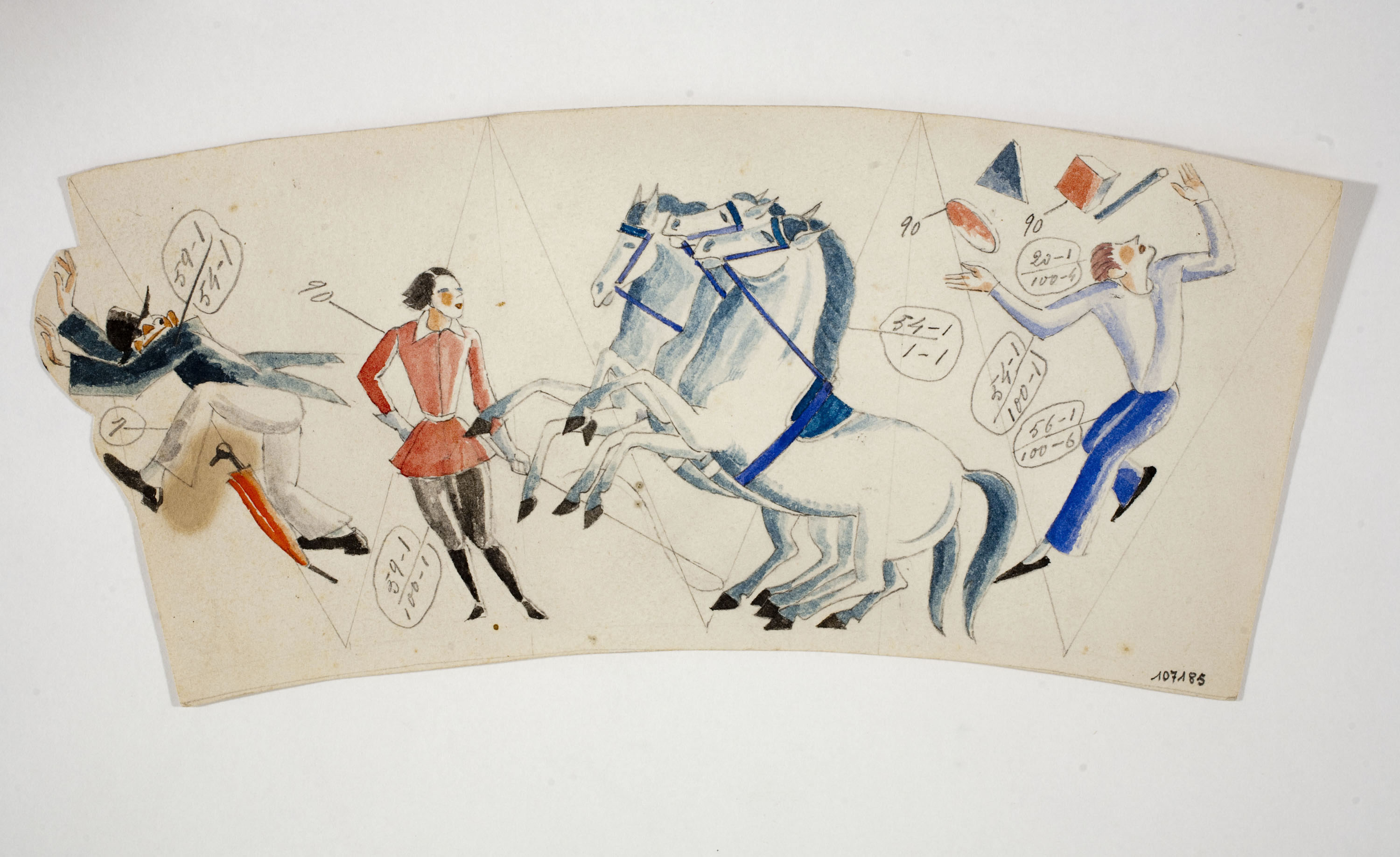 image for: Xavier Nogués - Escenes de circ. Estudi preparatori per a la decoració de vidre esmaltat - Cap a 1924-1928