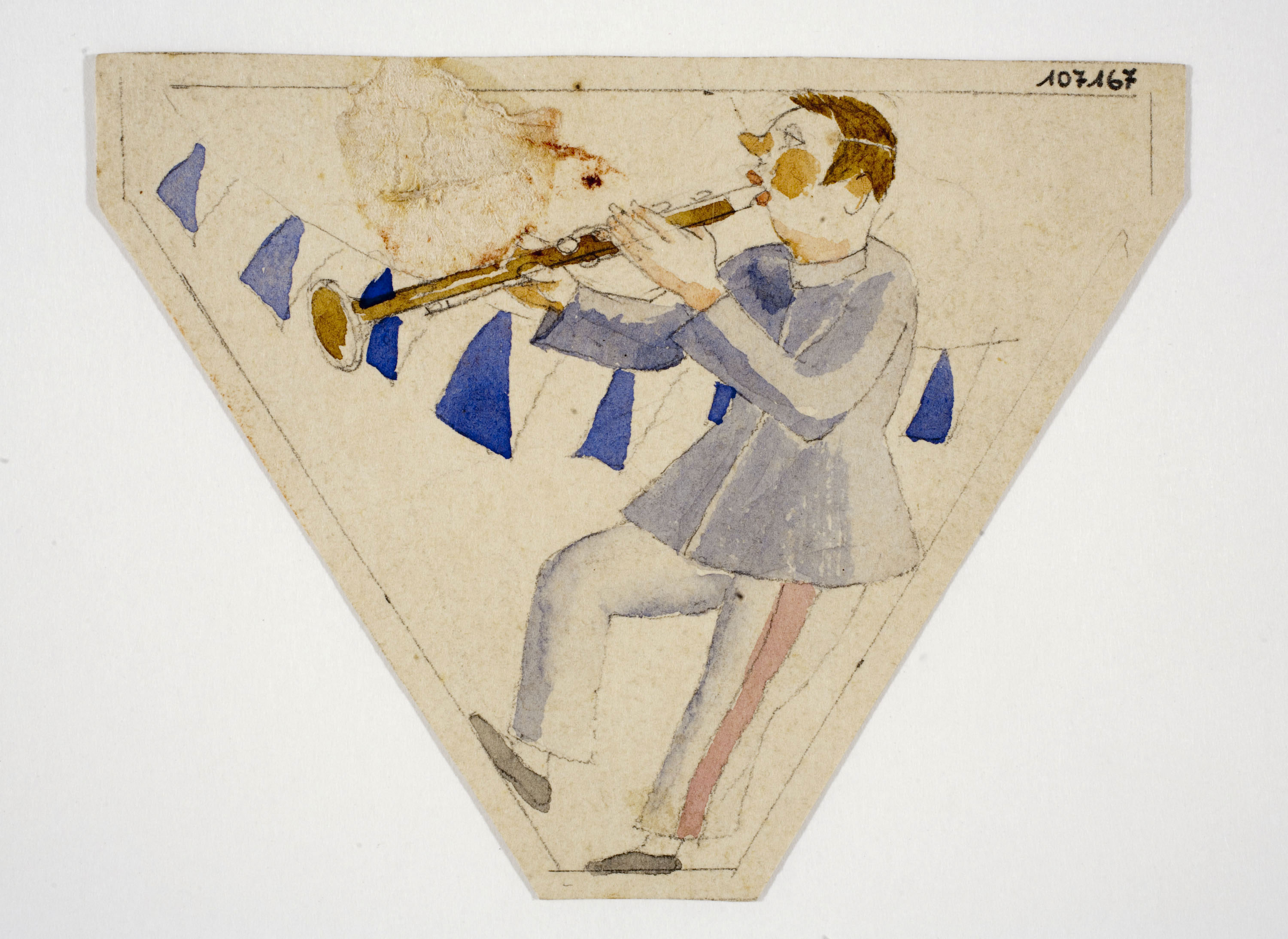 image for: Xavier Nogués - Clarinetista i motius decoratius. Estudi preparatori per a la decoració d&#039;un marc de mirall - Cap a 1924-1928