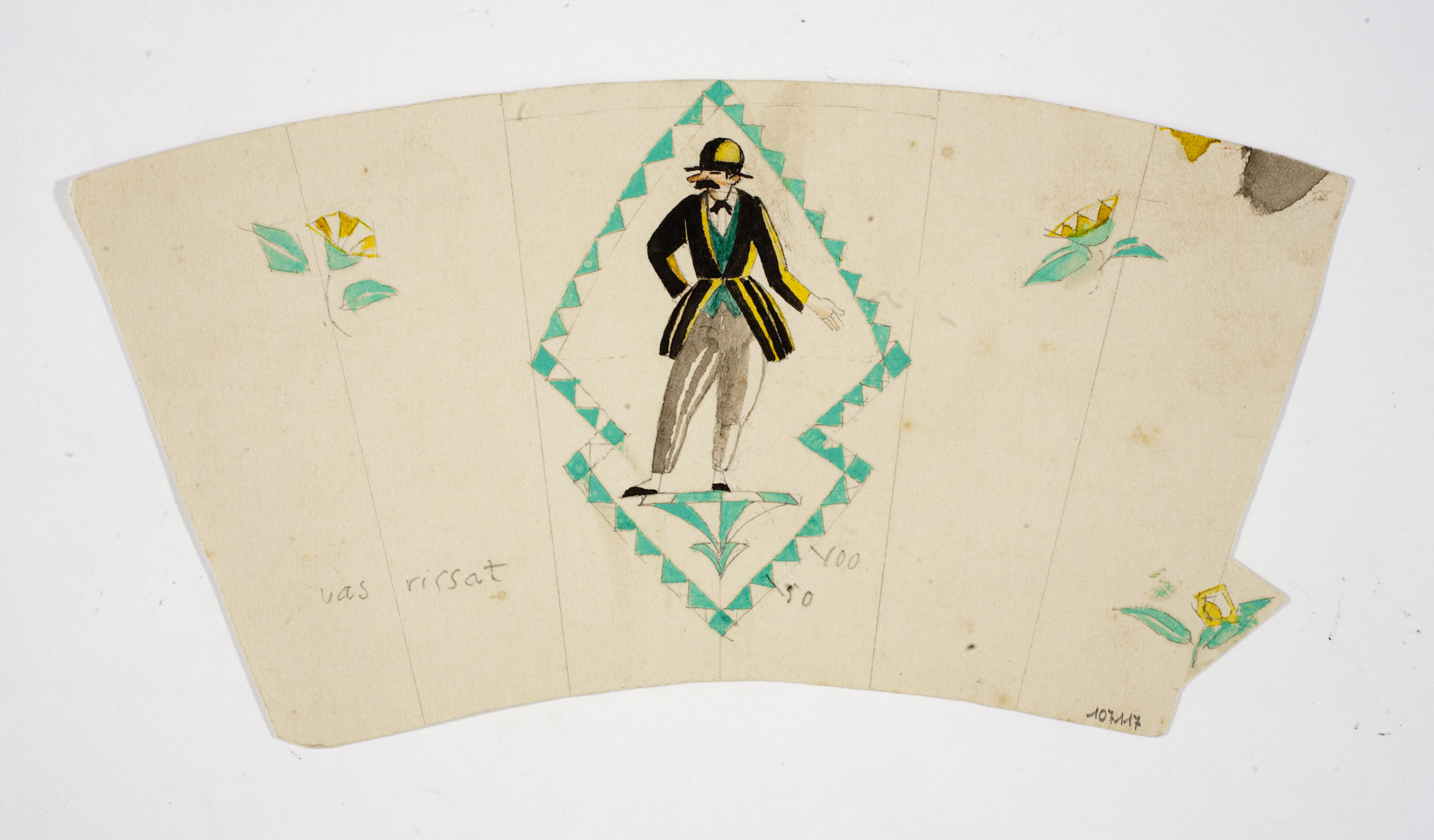 image for: Xavier Nogués - Home dempeus entre motius decoratius i florals. Estudi preparatori per a la decoració de vidre esmaltat - Cap a 1924-1928