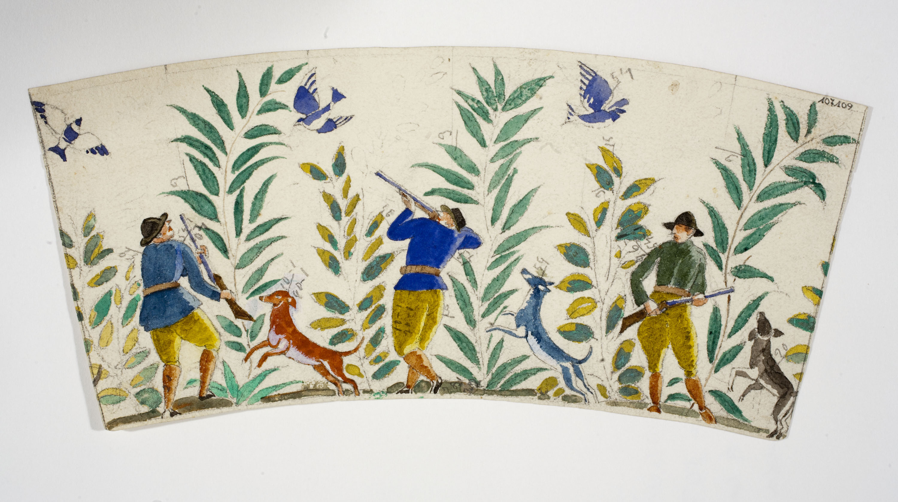 image for: Xavier Nogués - Escena de caça. Estudi preparatori per a la decoració de vidre esmaltat - Cap a 1924-1928