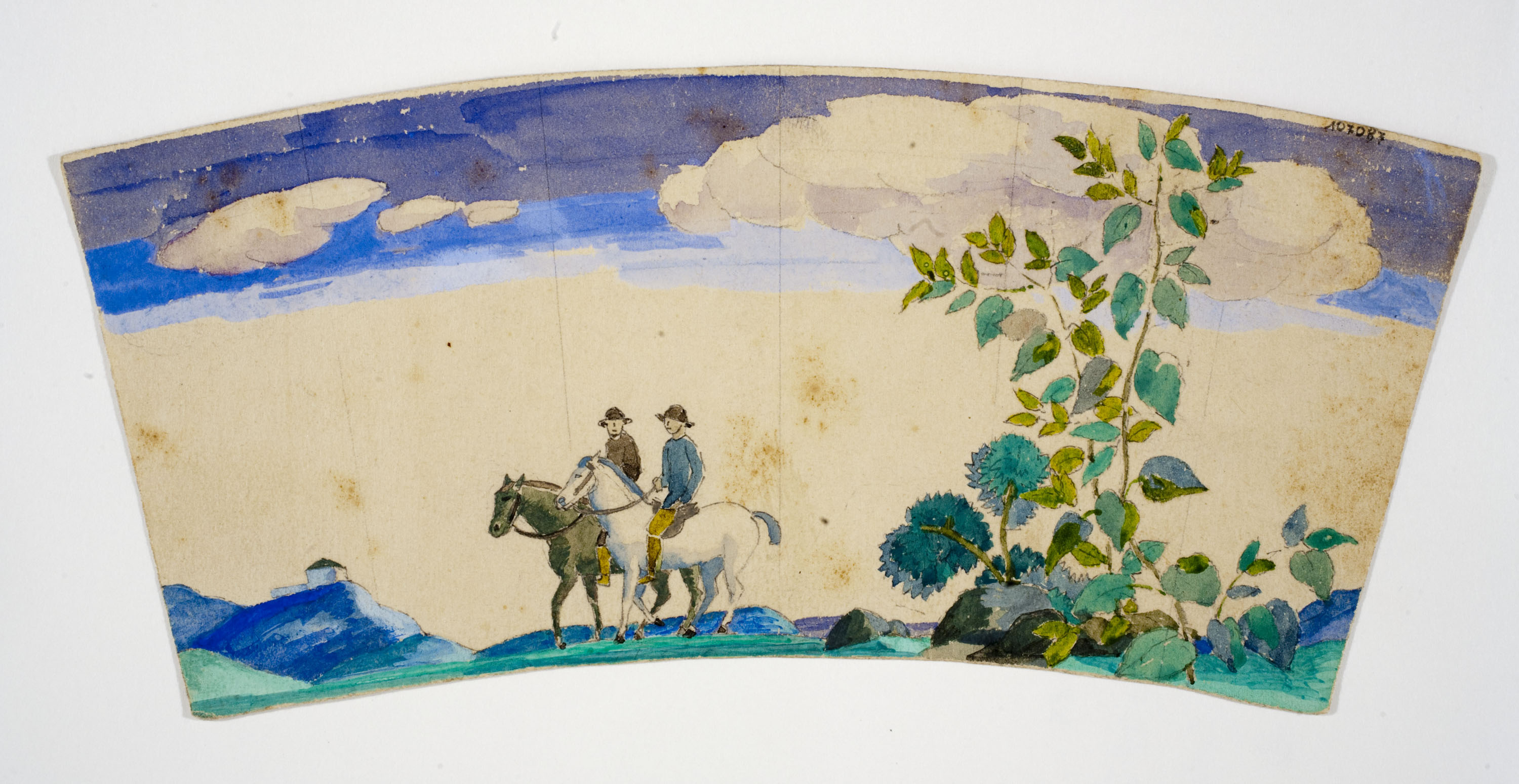 image for: Xavier Nogués - Genets al camp. Estudi preparatori per a la decoració de vidre esmaltat - Cap a 1924-1928