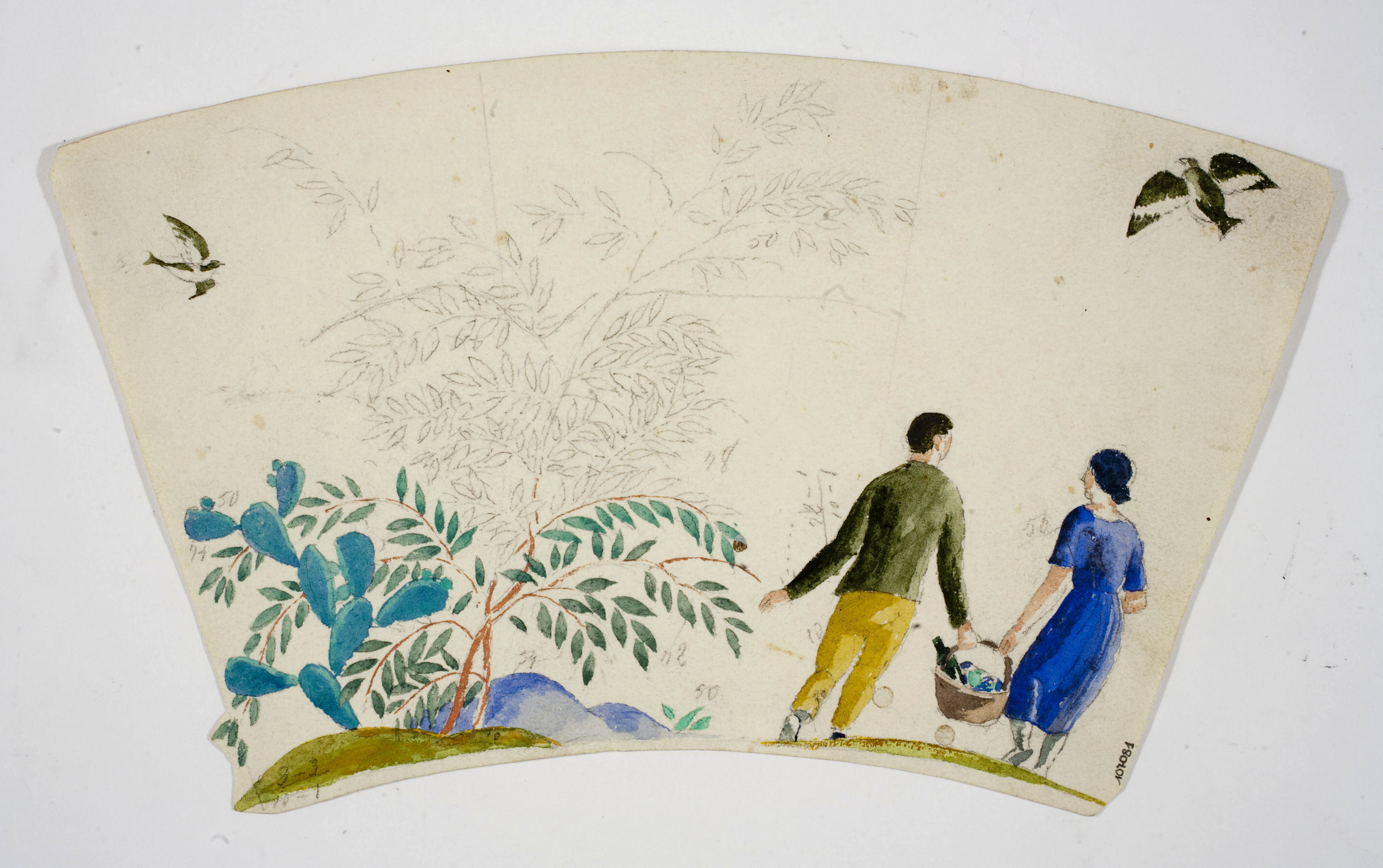 image for: Xavier Nogués - Parella al camp. Estudi preparatori per a la decoració de vidre esmaltat - Cap a 1924-1928