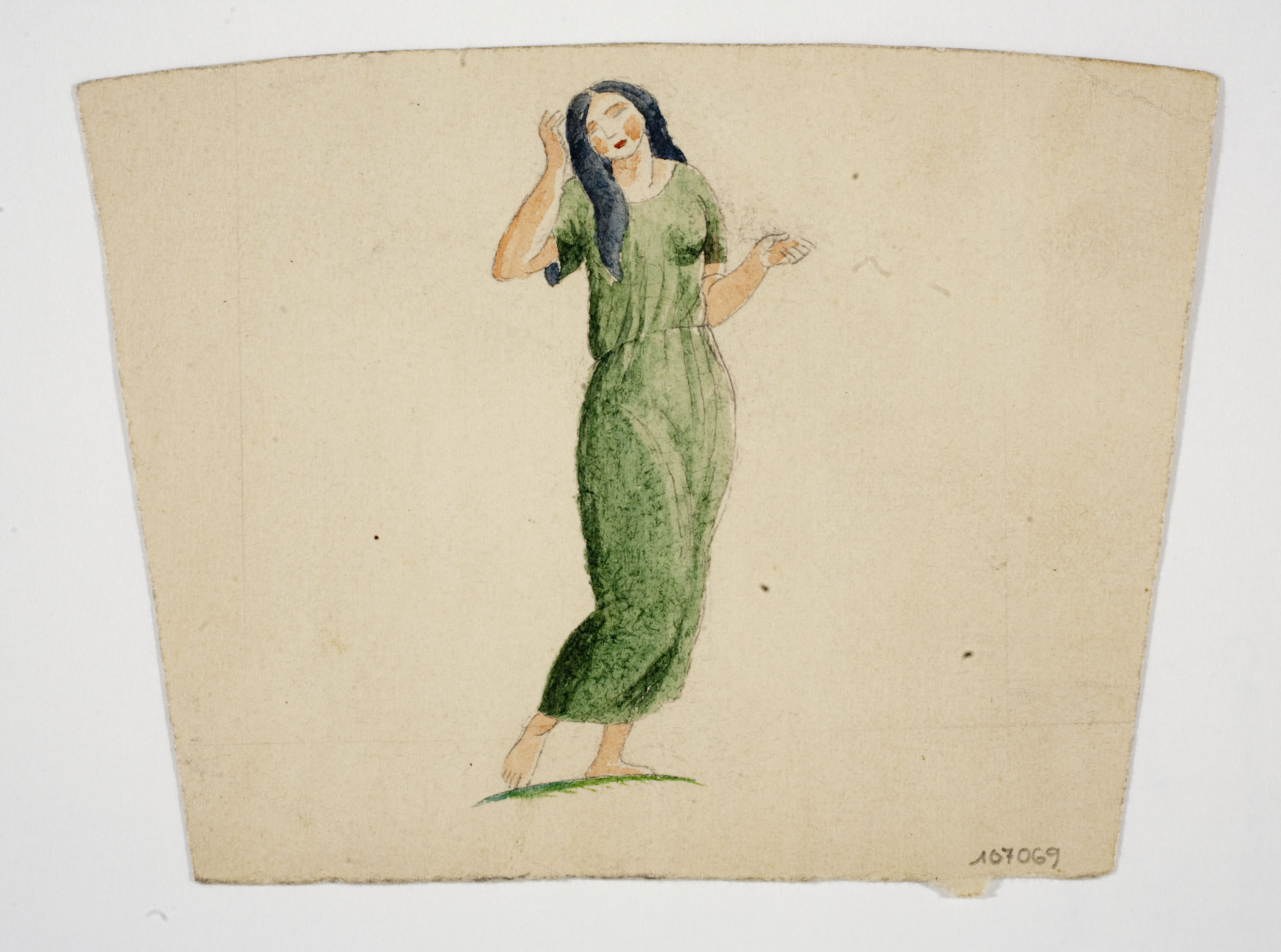 image for: Xavier Nogués - Dona ballant. Estudi preparatori per a la decoració de vidre esmaltat - Cap a 1924-1928