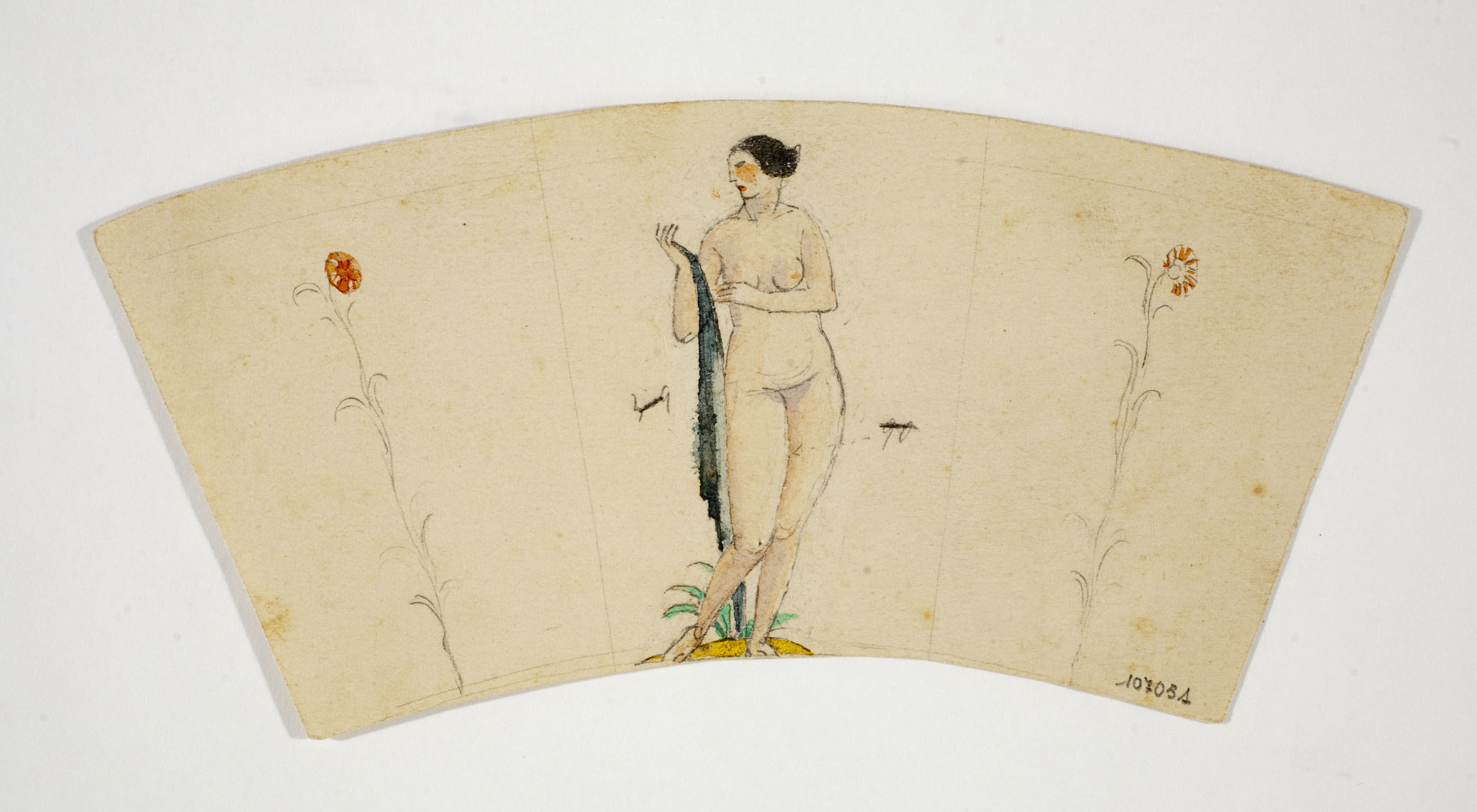 image for: Xavier Nogués - Nu femení i motius florals. Estudi preparatori per a la decoració de vidre esmaltat - Cap a 1924-1928