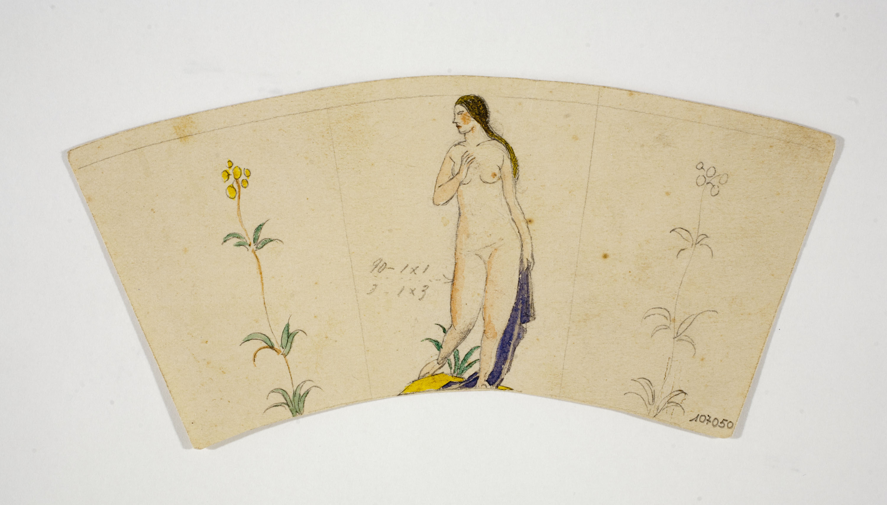 image for: Xavier Nogués - Nu femení i motius florals. Estudi preparatori per a la decoració de vidre esmaltat - Cap a 1924-1928