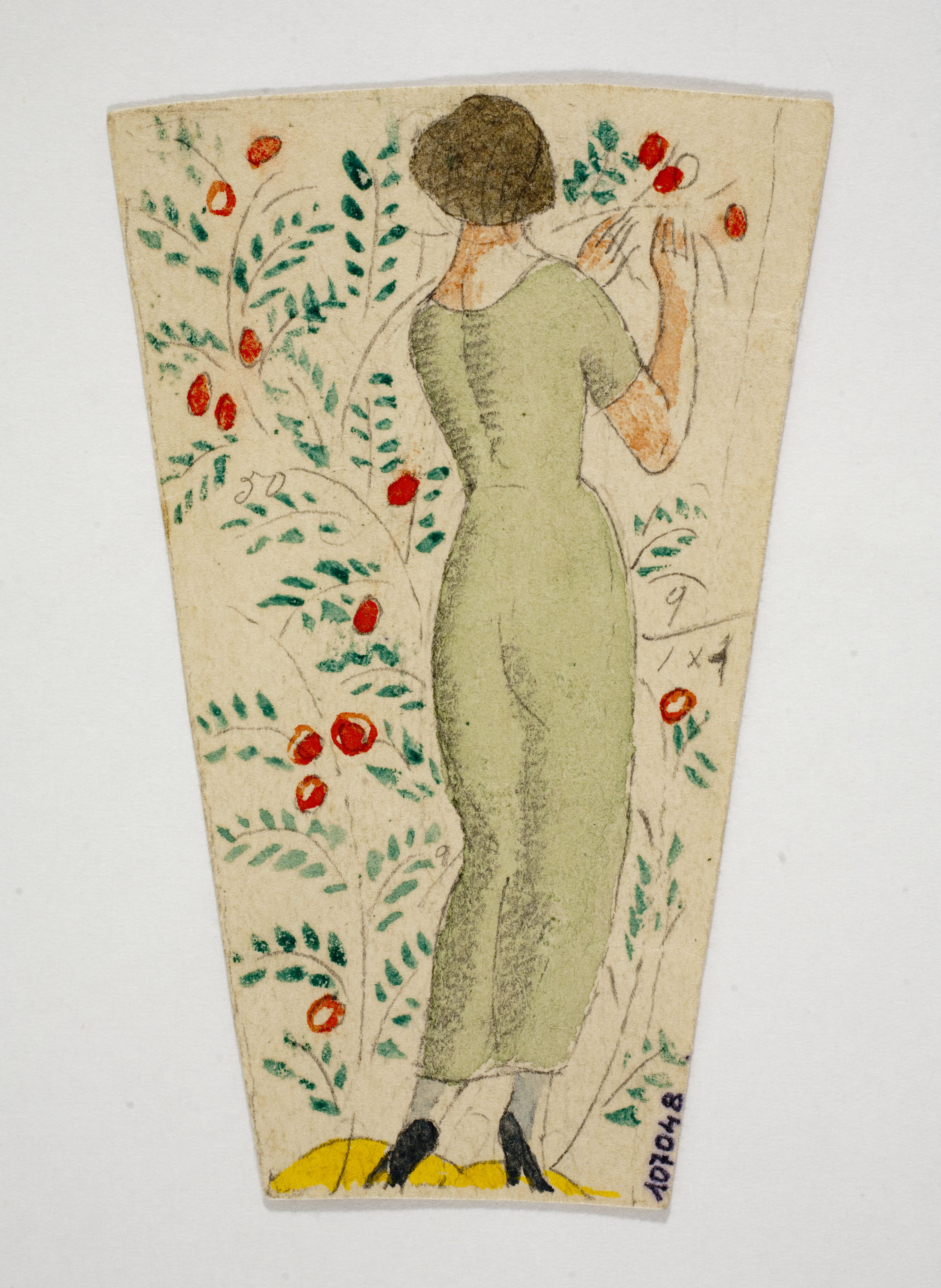 image for: Xavier Nogués - Dona ballant i motius vegetals. Estudi preparatori per a la decoració de vidre esmaltat - Cap a 1924-1928