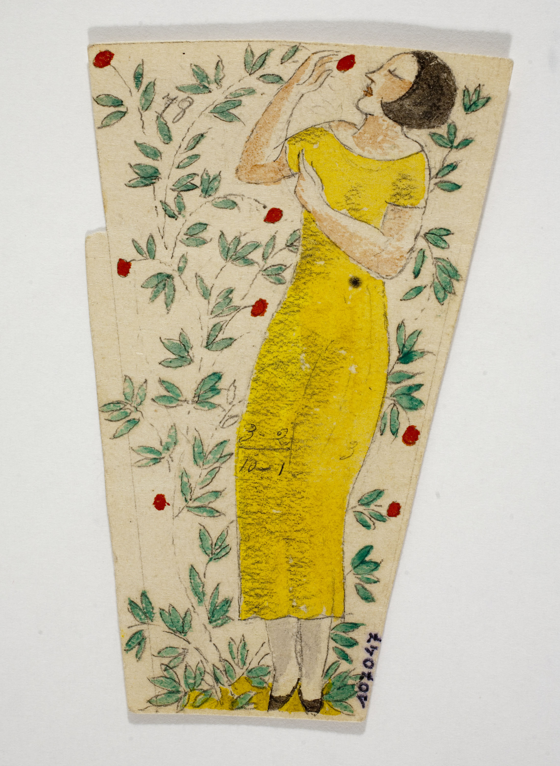 image for: Xavier Nogués - Dona ballant i motius vegetals. Estudi preparatori per a la decoració de vidre esmaltat - Cap a 1924-1928