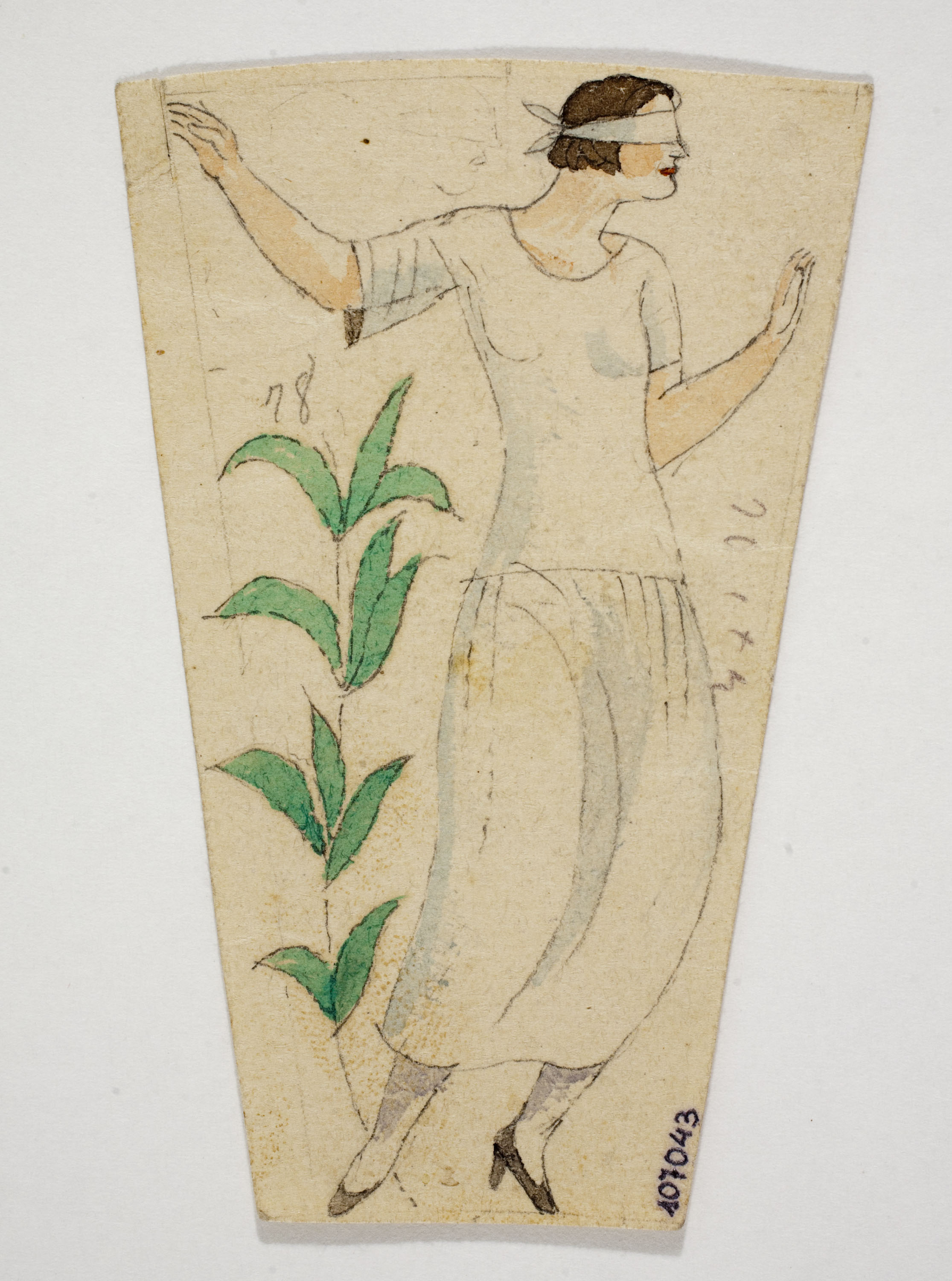 image for: Xavier Nogués - Dona ballant i motius vegetals. Estudi preparatori per a la decoració d&#039;un got de vidre esmaltat - Cap a 1924-1928