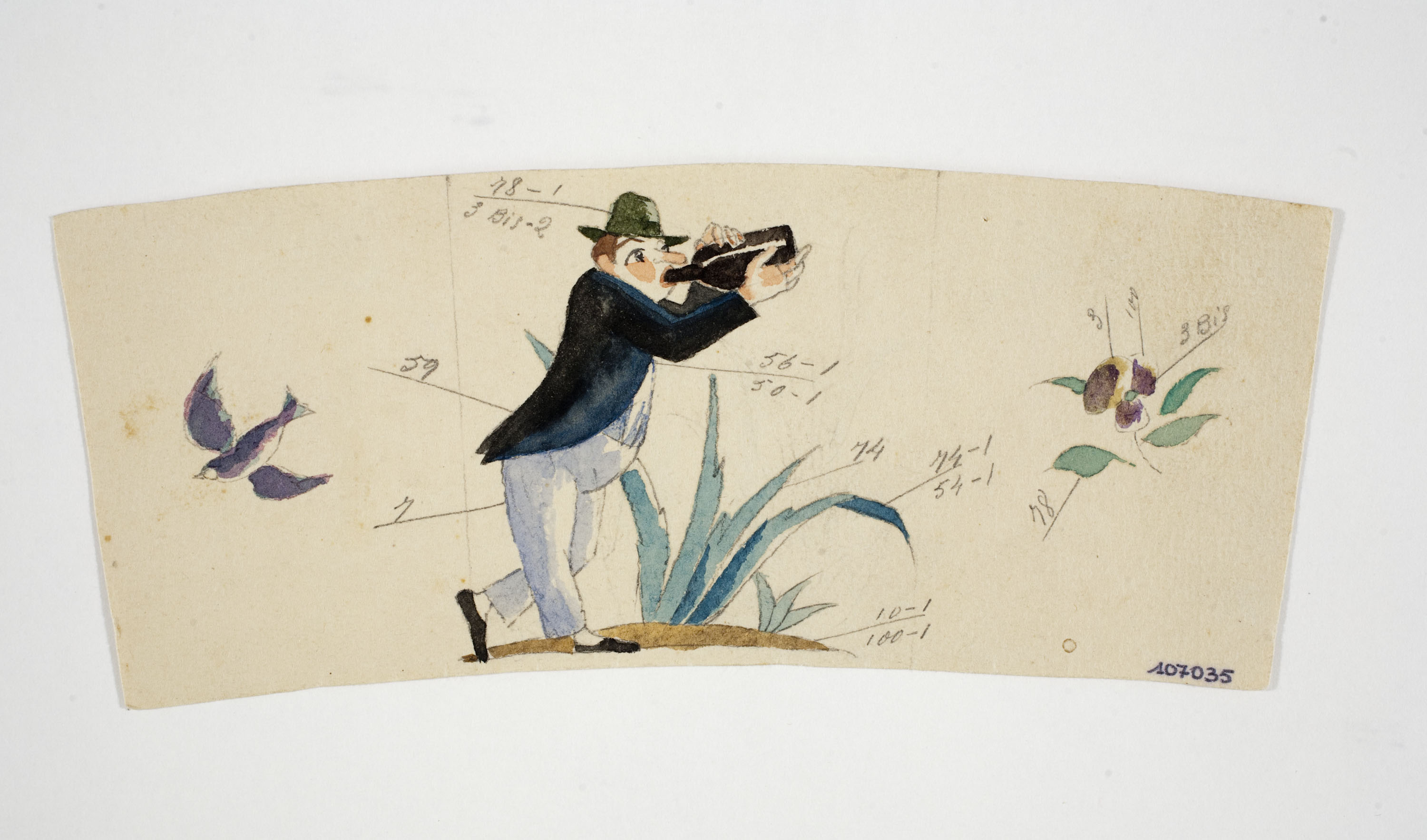 image for: Xavier Nogués - Borratxet i motius vegetals. Estudi preparatori per a la decoració d&#039;un got de vidre esmaltat - Cap a 1924-1928
