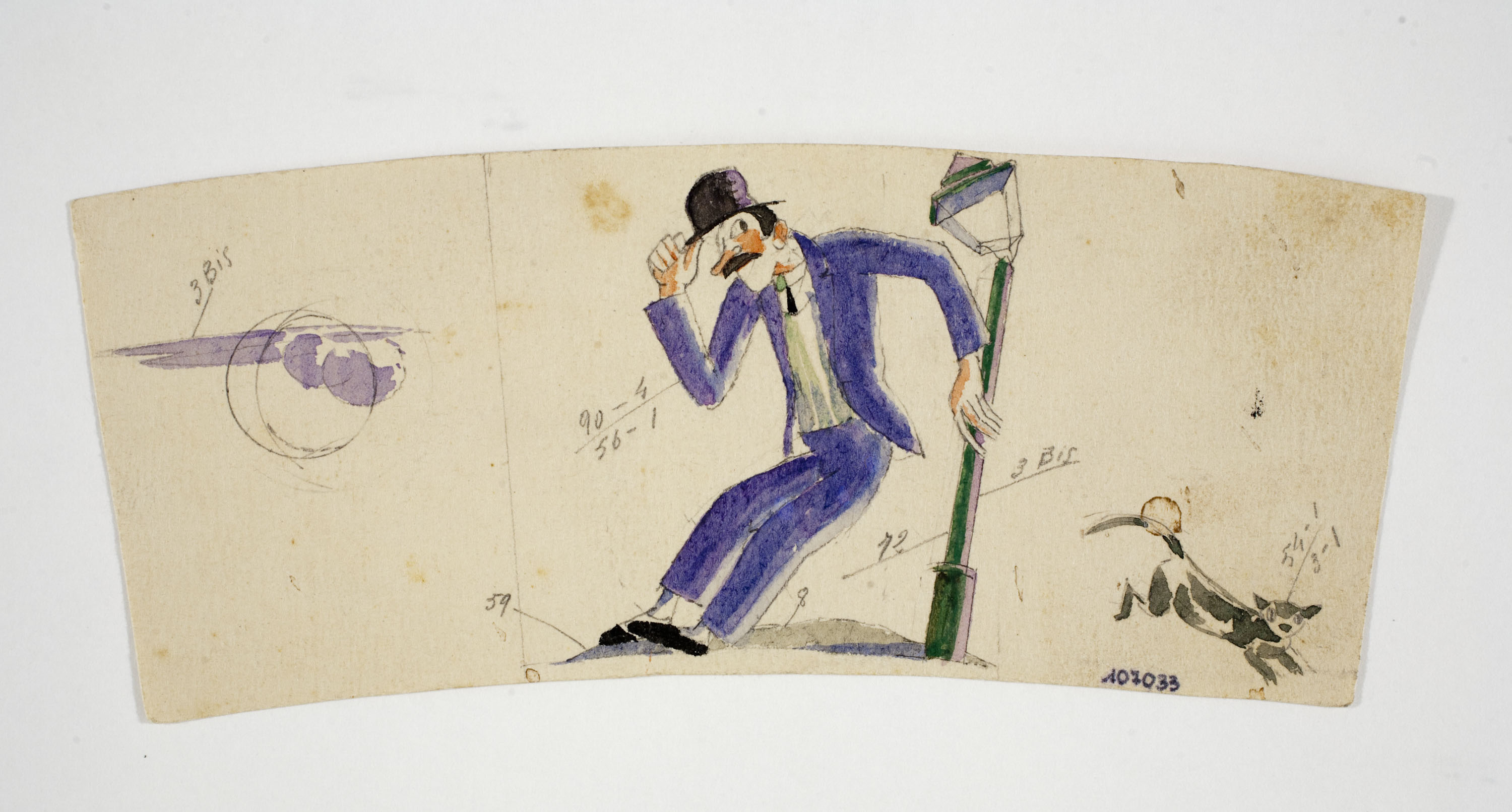 image for: Xavier Nogués - Borratxet i gat. Estudi preparatori per a la decoració d&#039;un got de vidre esmaltat - Cap a 1924-1928