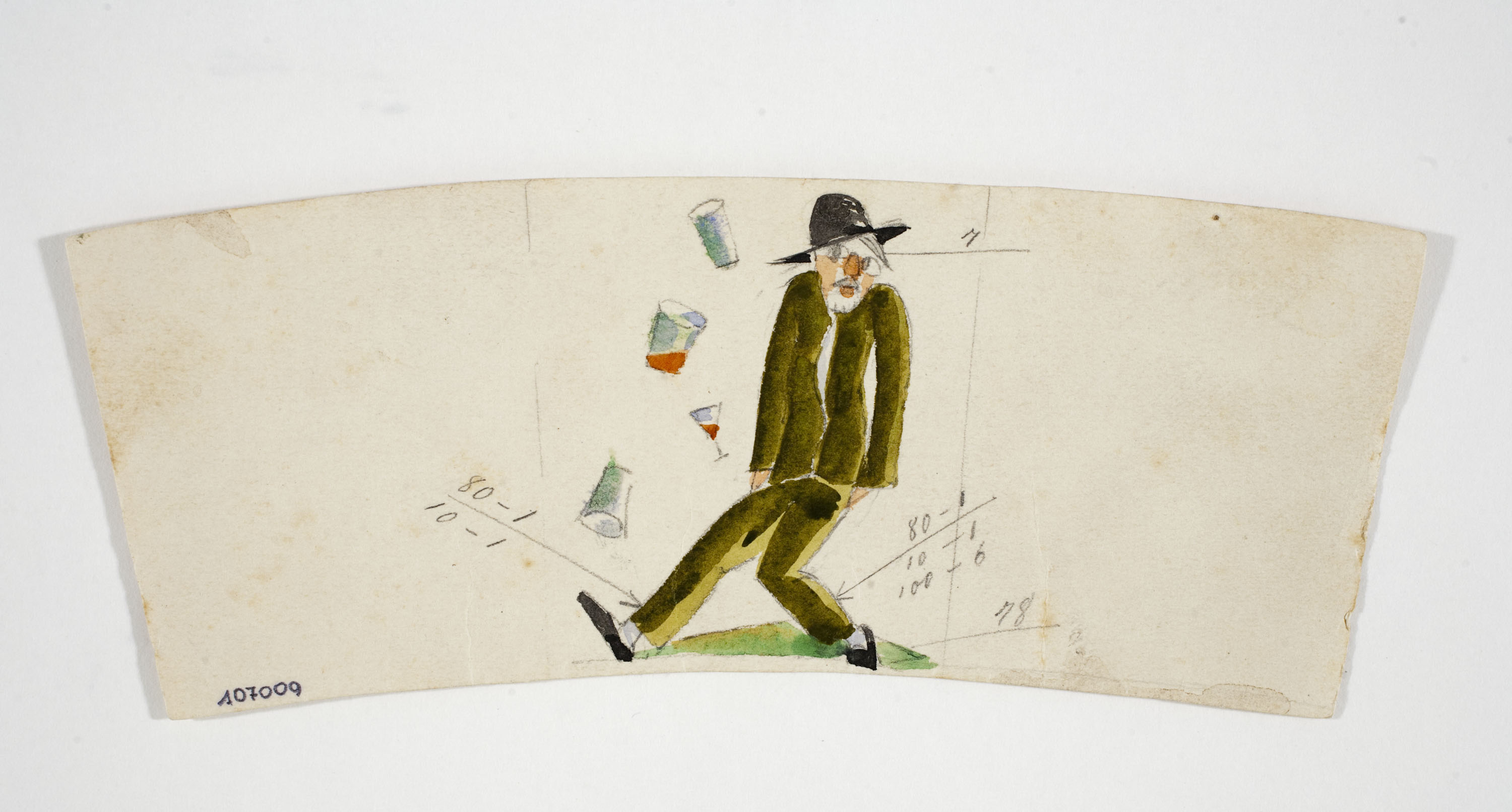 image for: Xavier Nogués - Borratxet. Estudi preparatori per a la decoració d&#039;un got de vidre esmaltat - Cap a 1924-1928