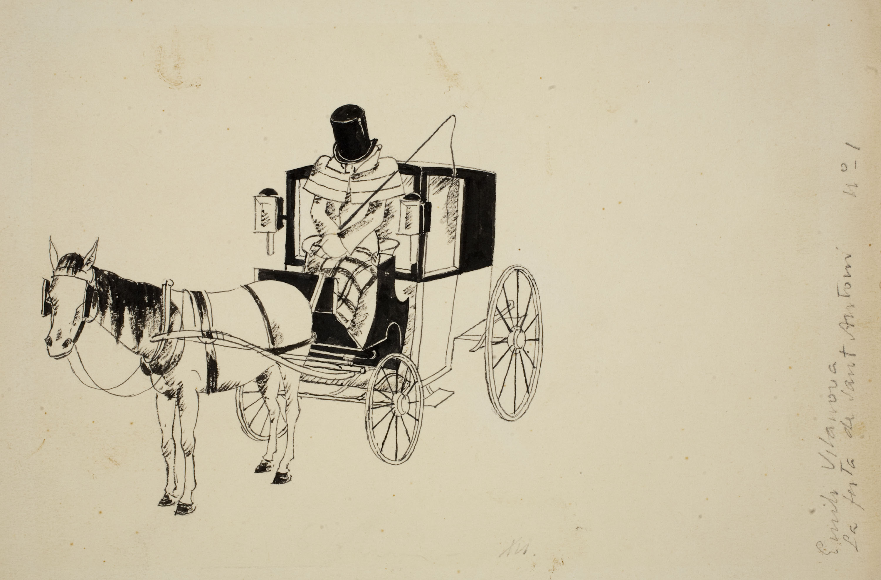 image for: Xavier Nogués - La festa de sant Antoni. Records d&#039;un cotxer (Il·lustració per a l&#039;antologia «L&#039;humor a la Barcelona del vuitcents») - Cap a 1938