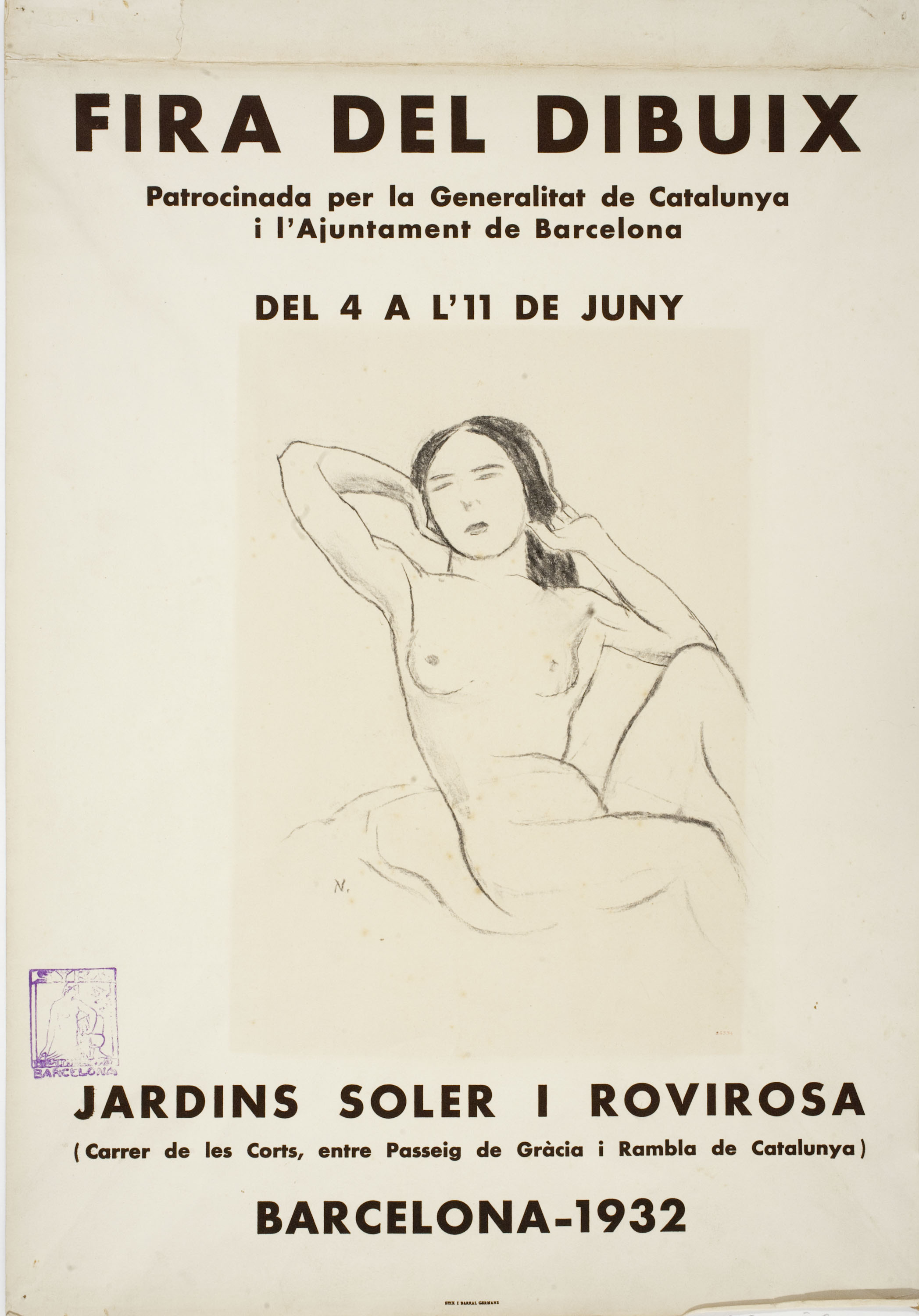 image for: Xavier Nogués - Nu femení (projecte de cartell per a la Fira del dibuix de 1932) - Cap a 1932