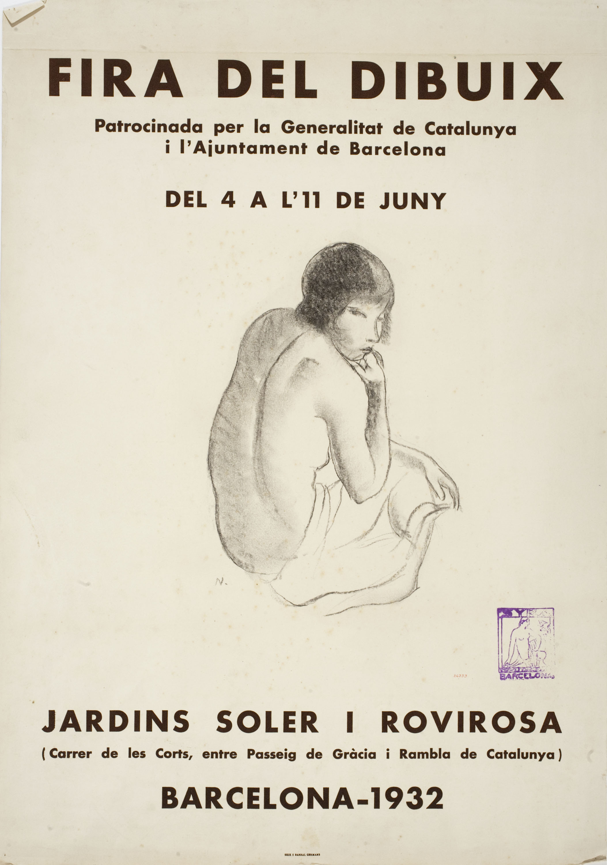 image for: Xavier Nogués - Nu femení (projecte de cartell per a la Fira del dibuix de 1932) - Cap a 1932