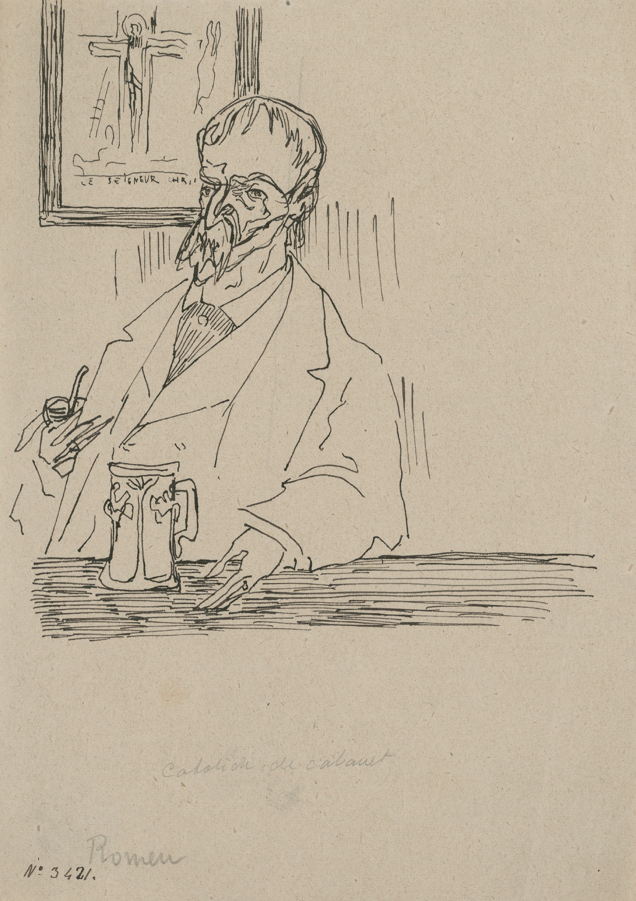 image for: Eugeni d&#039;Ors - Catolich de cabaret (anvers) / Estudi de cap (revers) - Cap a 1910