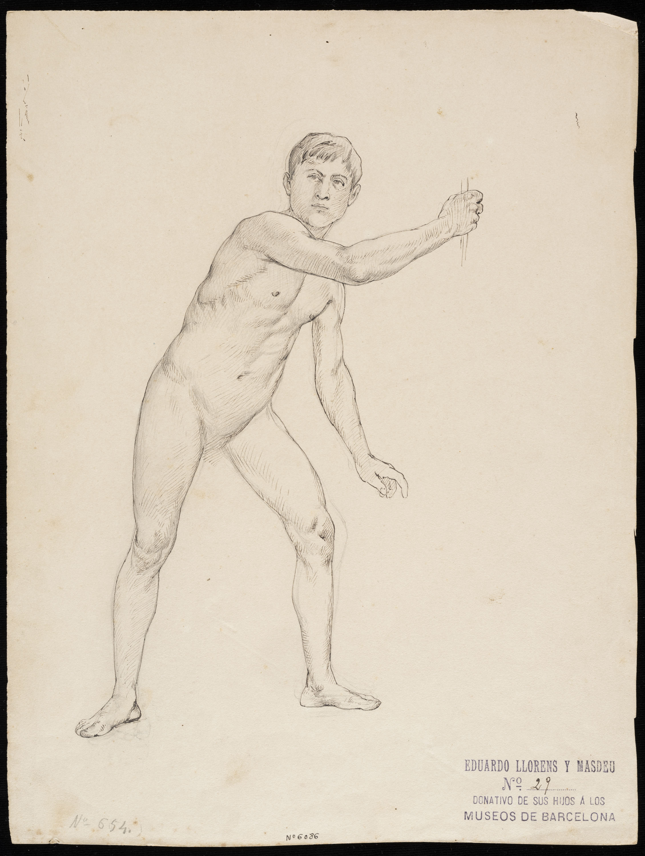 image for: Eduard Llorens - Estudi de nu masculí - Cap a 1854-1864