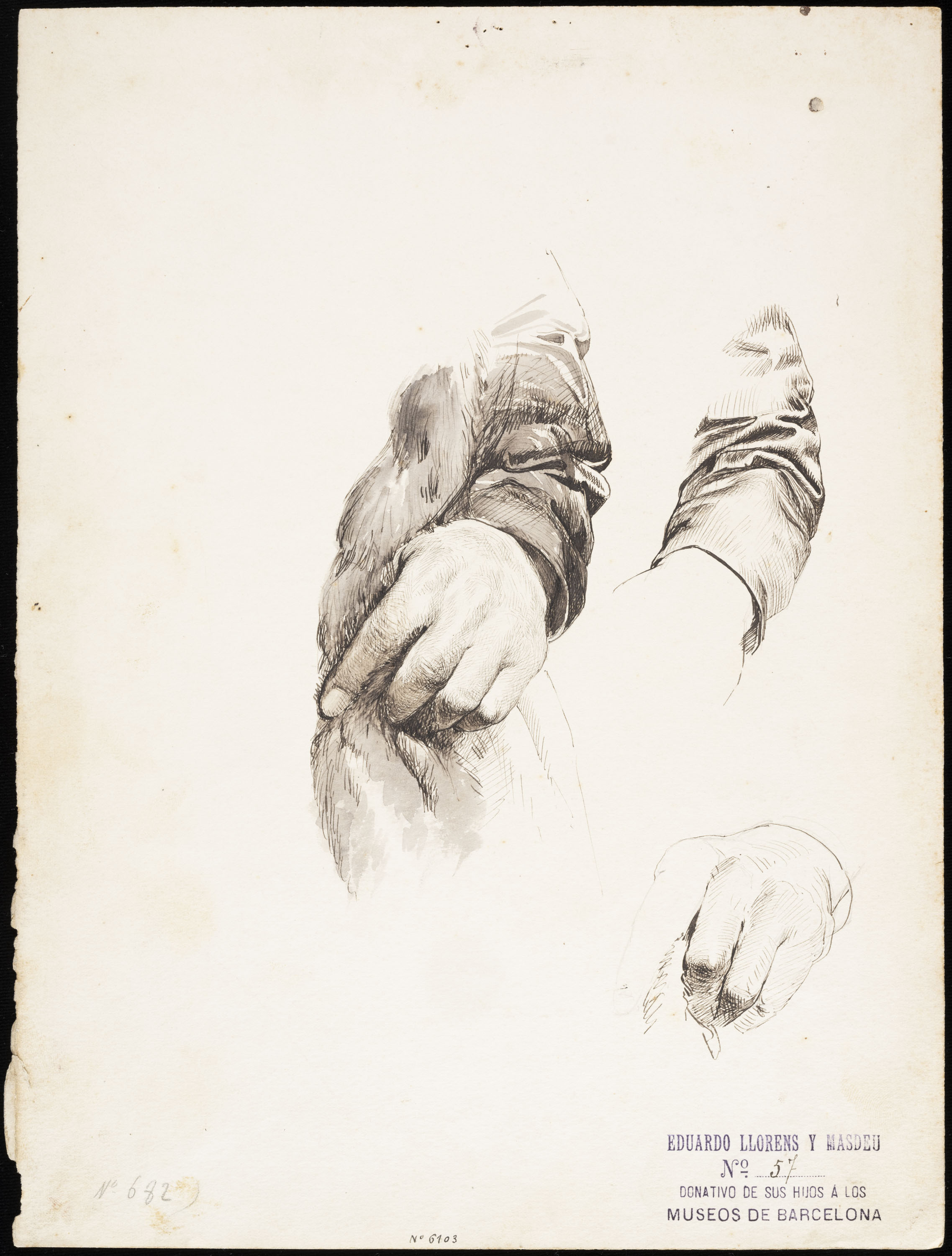 image for: Eduard Llorens - Estudi de mans - Cap a 1854-1864