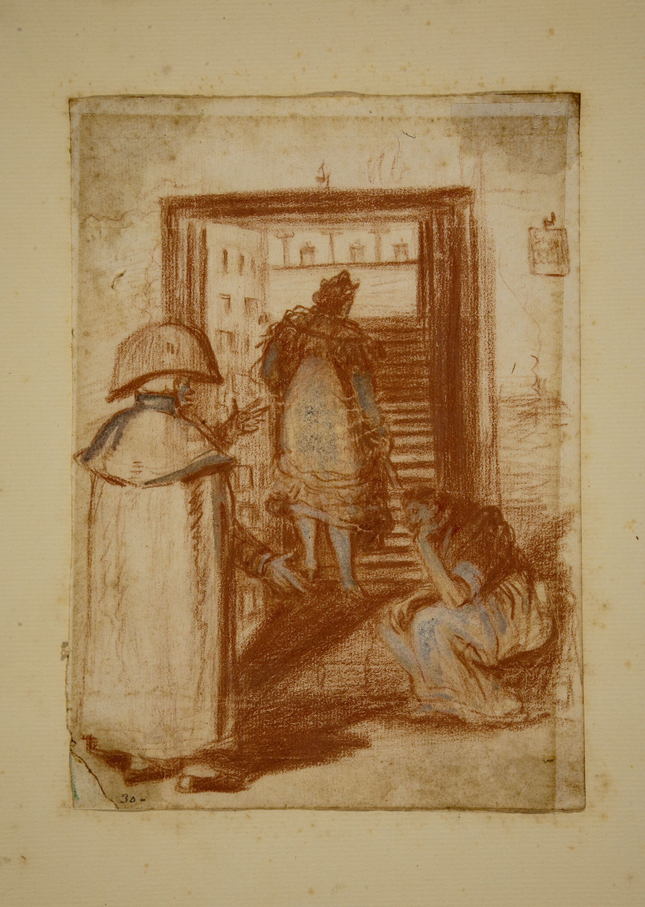 image for: Eugenio Lucas Velázquez - Composició de tres figures en un interior - Cap a 1850-1870