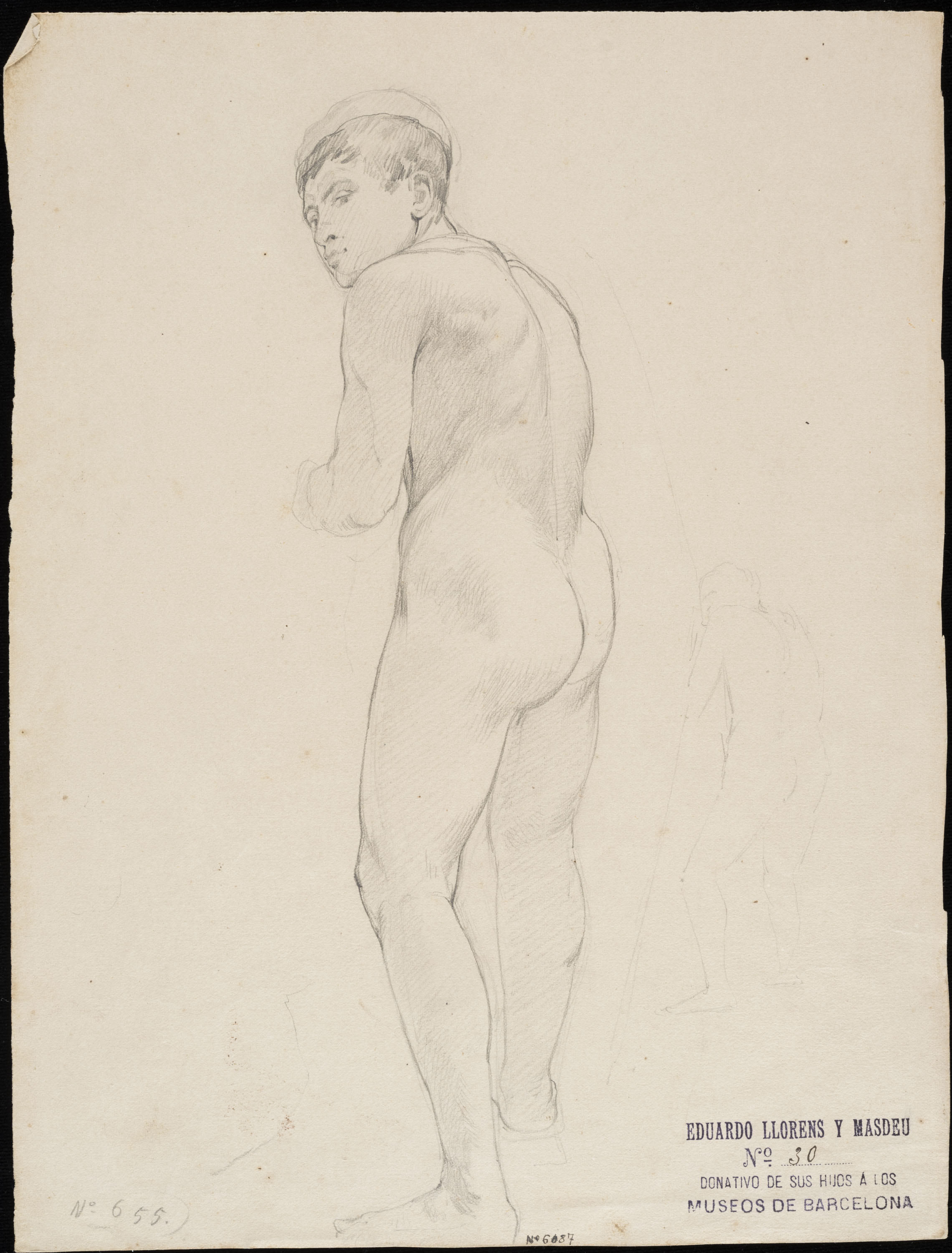 image for: Eduard Llorens - Estudi de nu masculí - Cap a 1854-1864