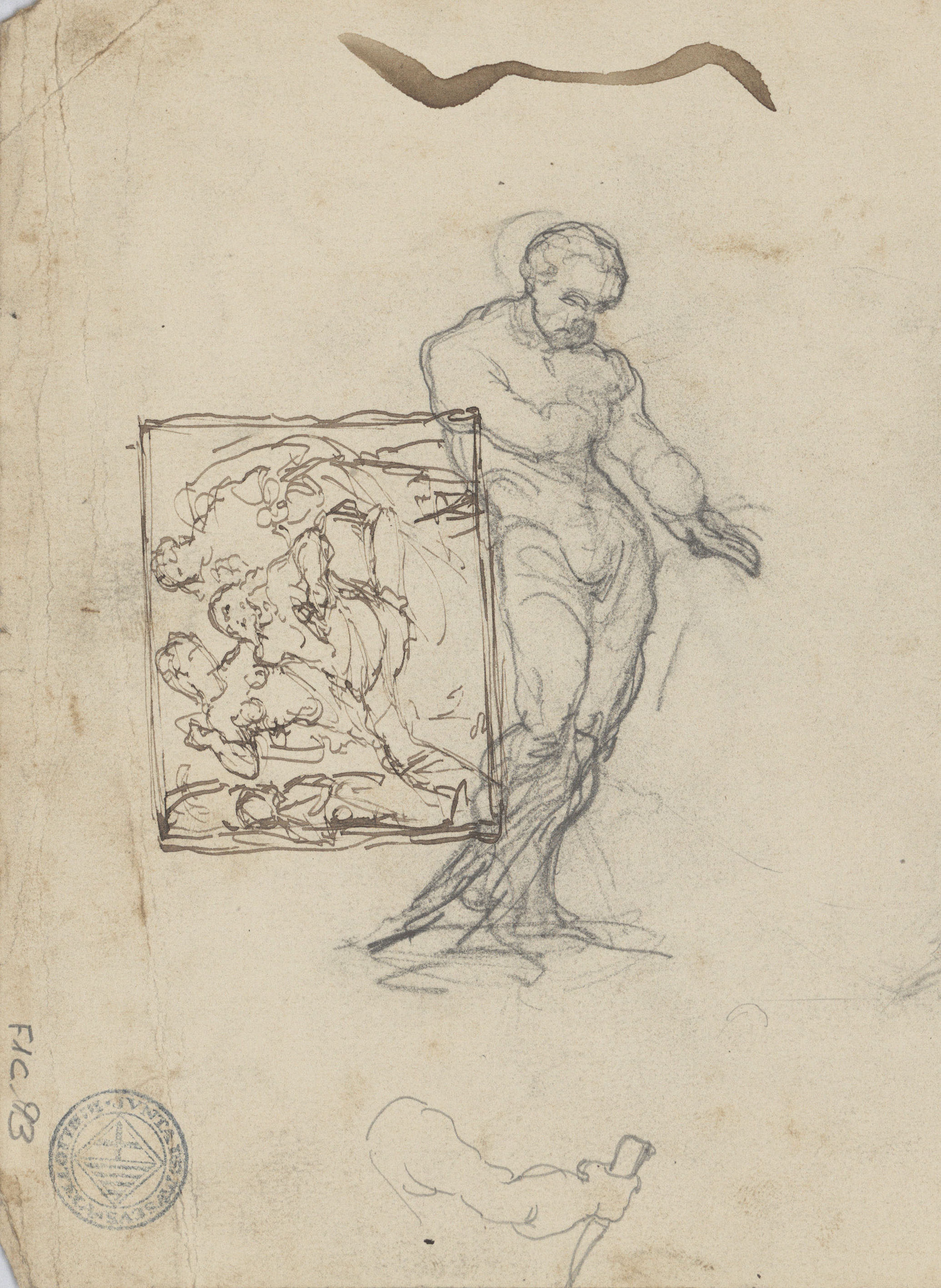 image for: Francesc Torras - Apunts de figures (anvers) / Croquis de diverses figures (revers) - Cap a 1850-1860