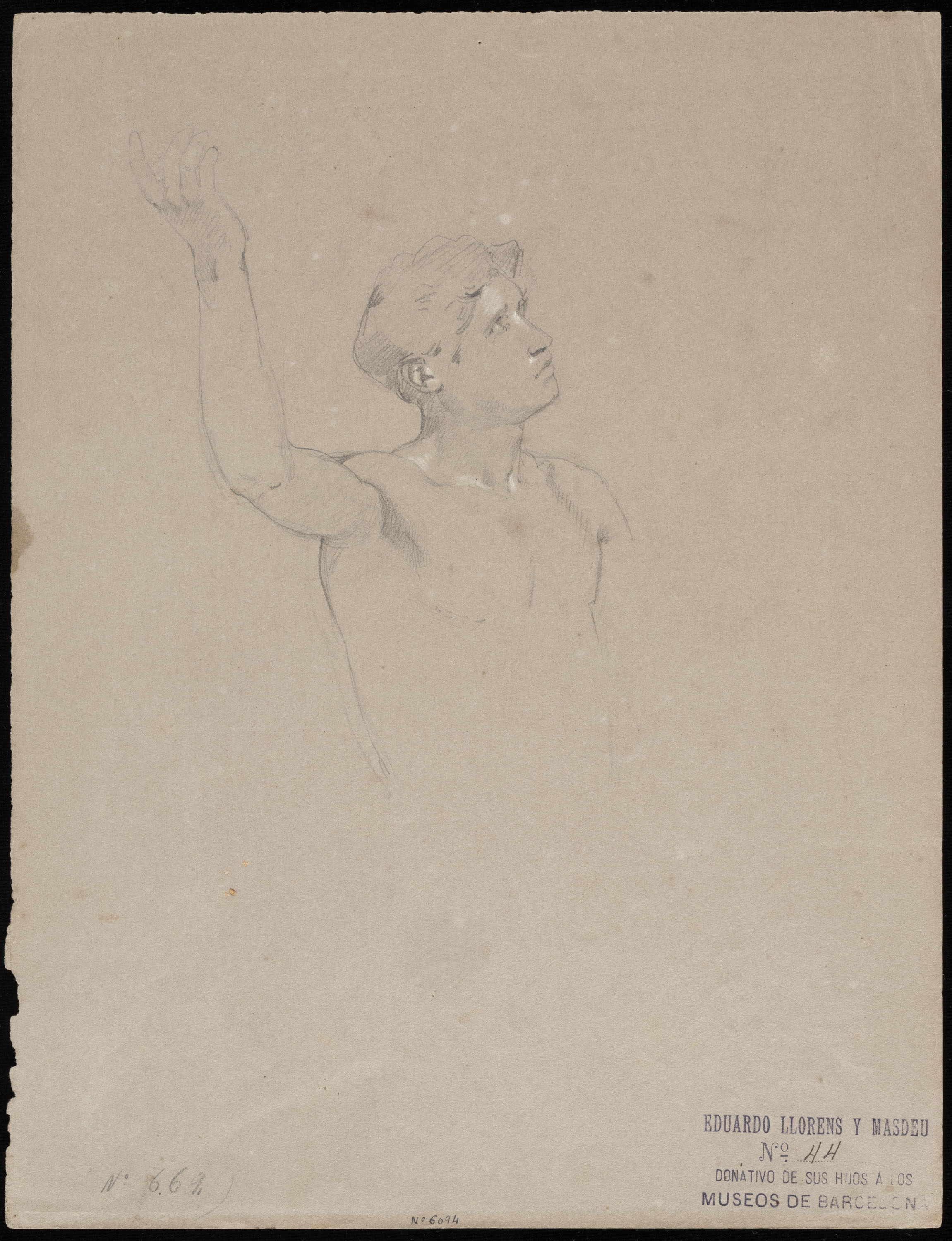 image for: Eduard Llorens - Estudi de bust masculí - Cap a 1854-1864