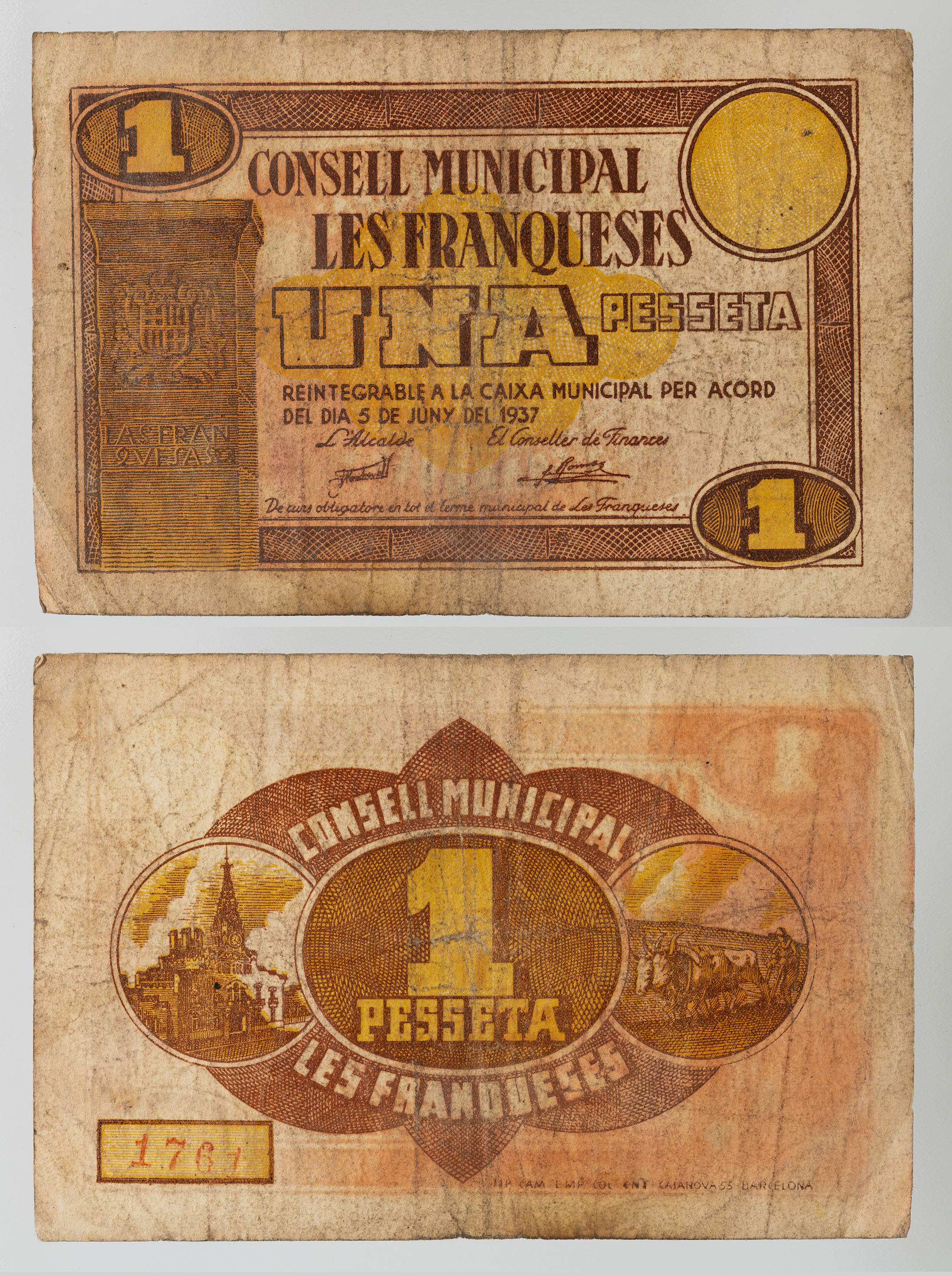 image for: No author avaliable - 1 pesseta - 1937