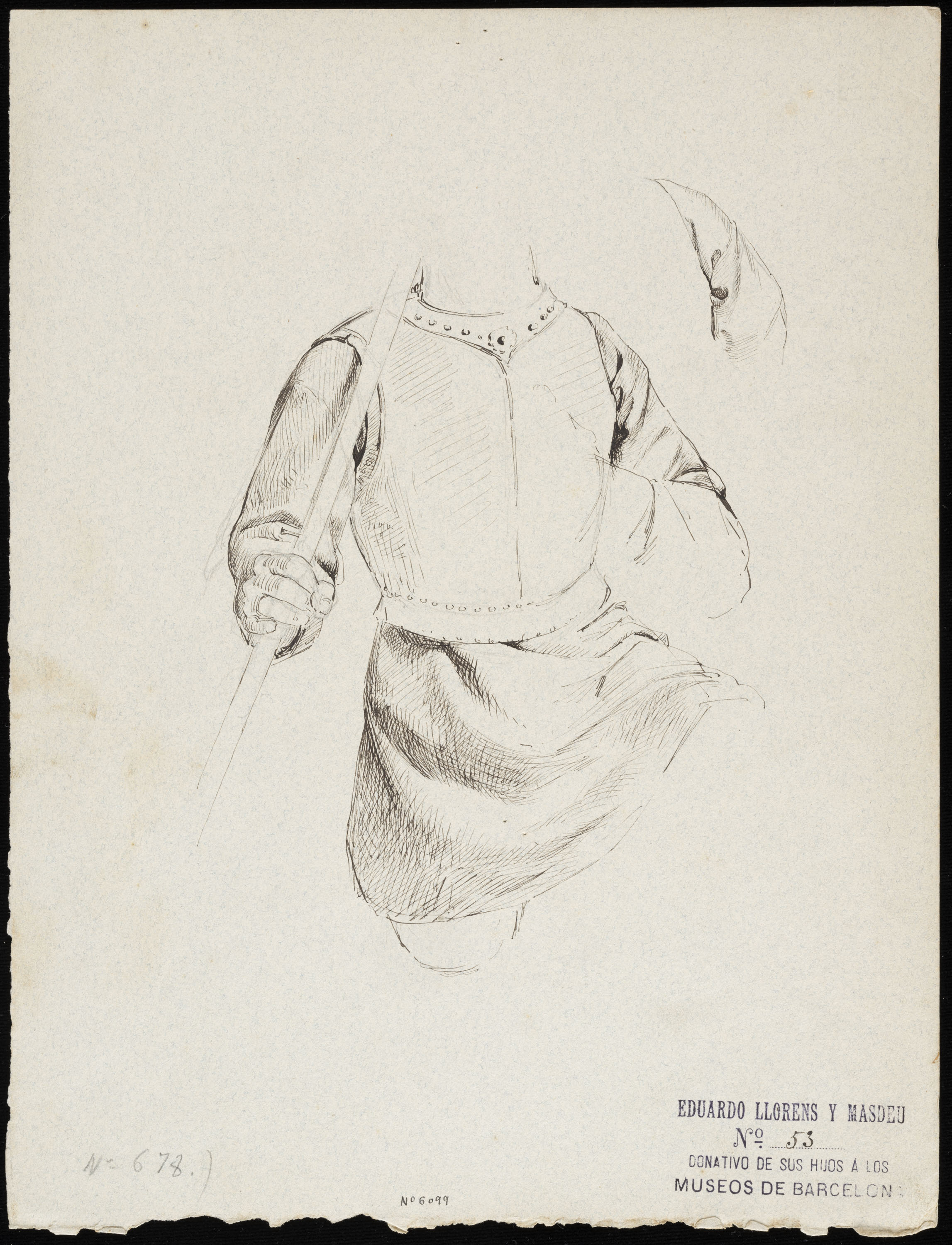 image for: Eduard Llorens - Estudi d&#039;un guerrer, indumentària - Cap a 1854-1864