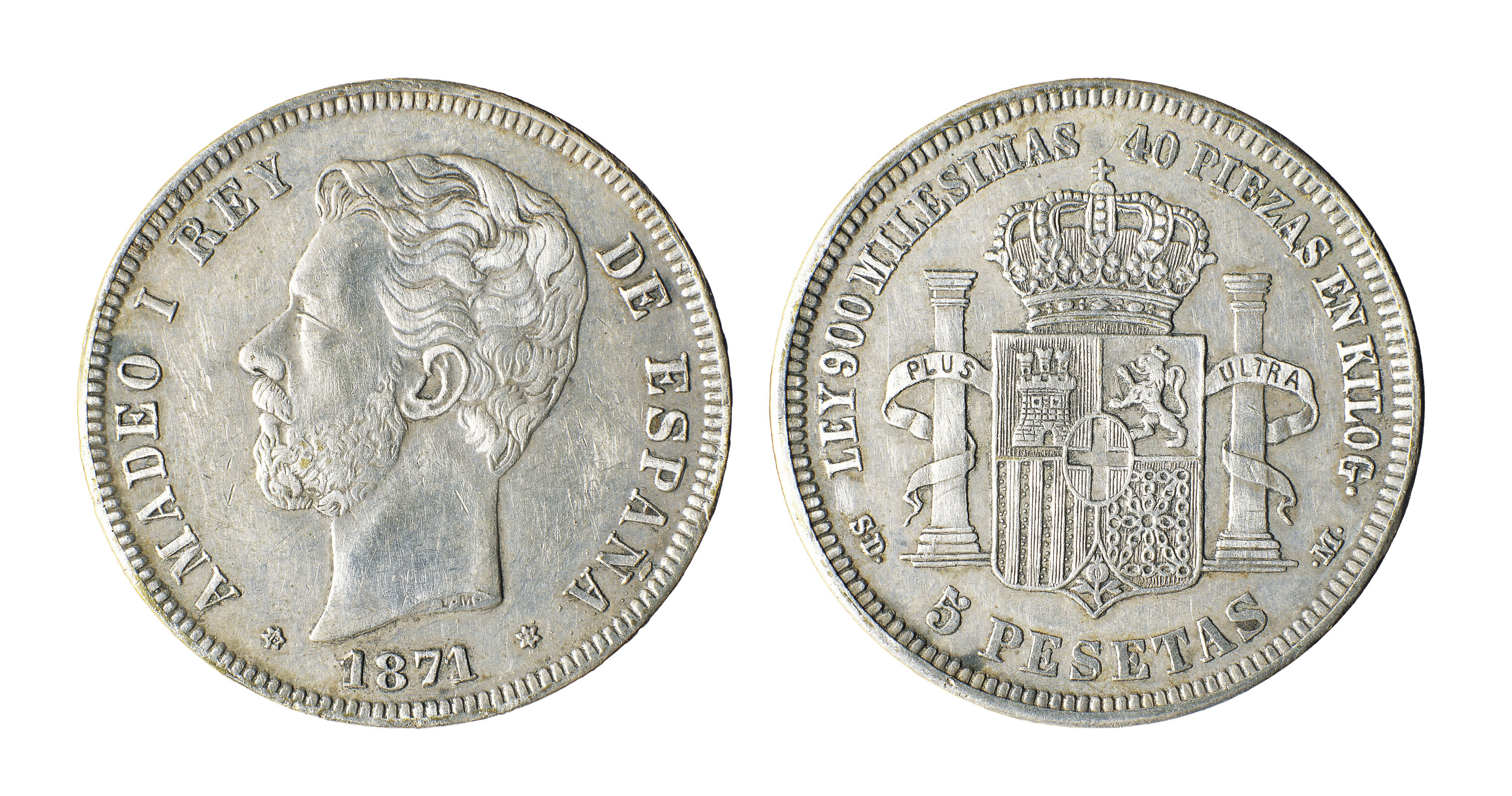 image for: Amadeu I d&#039;Espanya - 5 pessetes - 1871