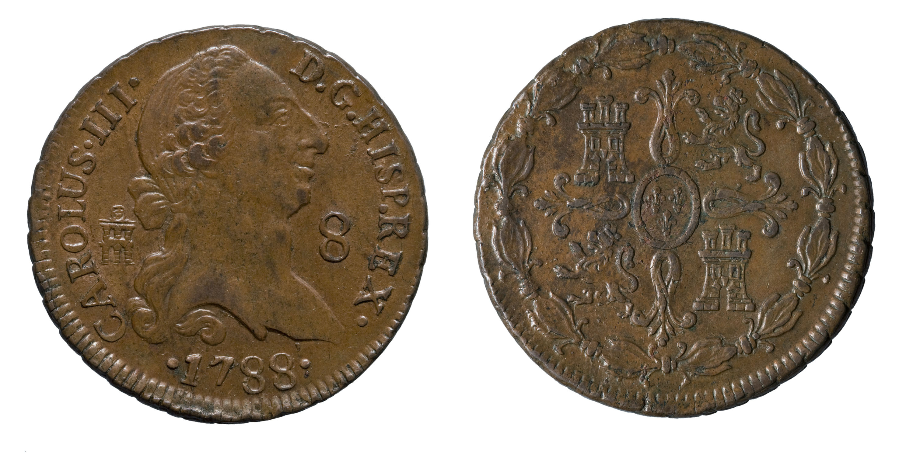 image for: Carles III d&#039;Espanya - 8 maravedissos - 1788