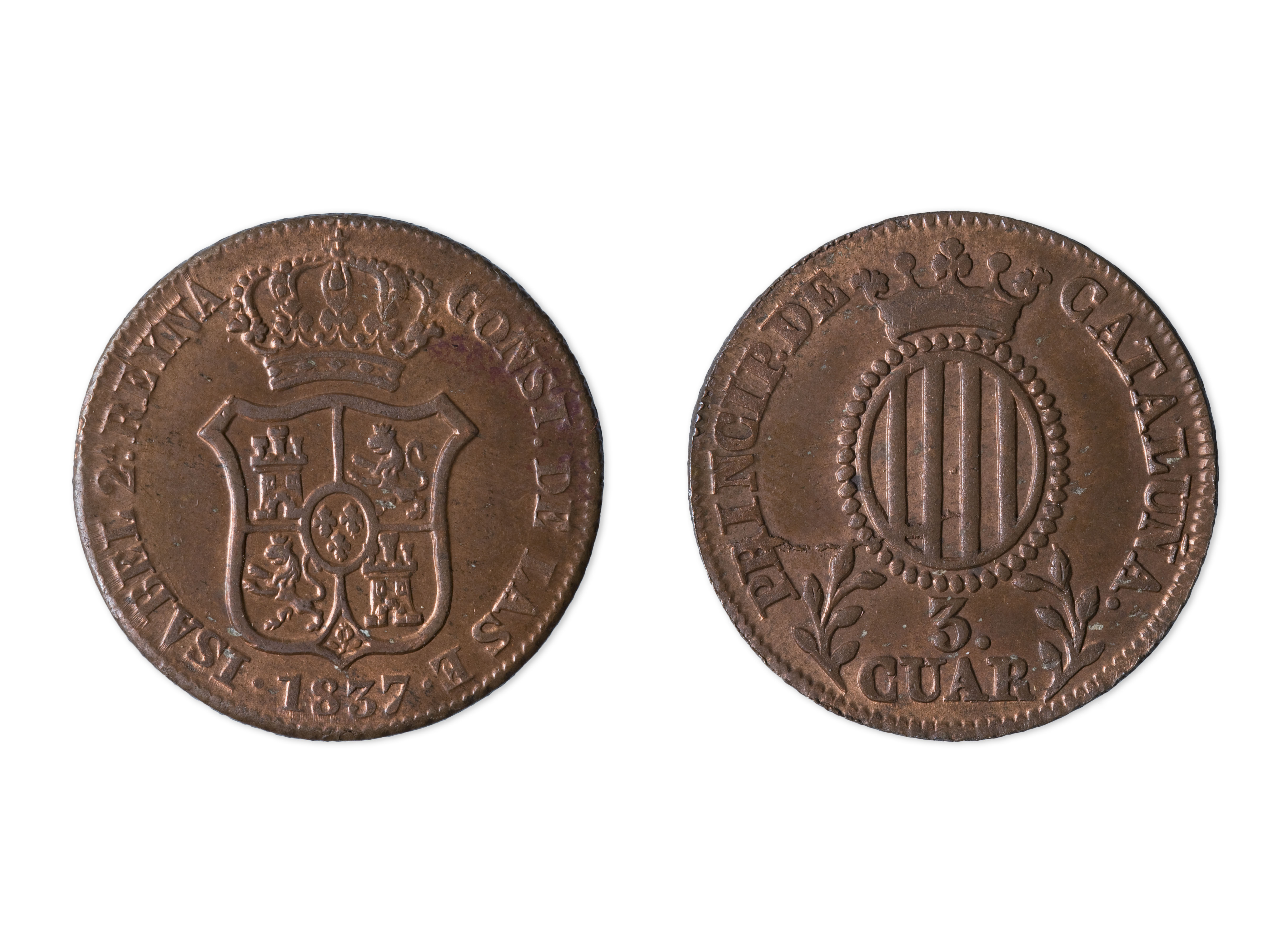 image for: Isabel II d'Espanya - 3 quartos - 1837