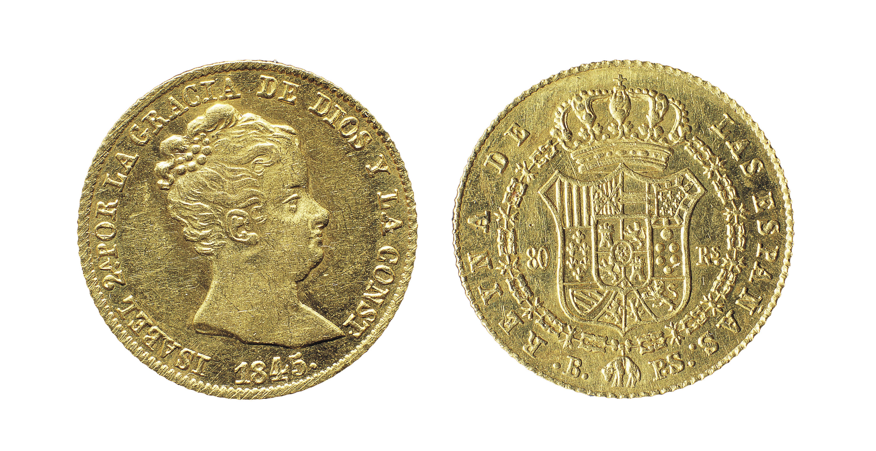 image for: Isabel II d&#039;Espanya - 80 rals - 1845