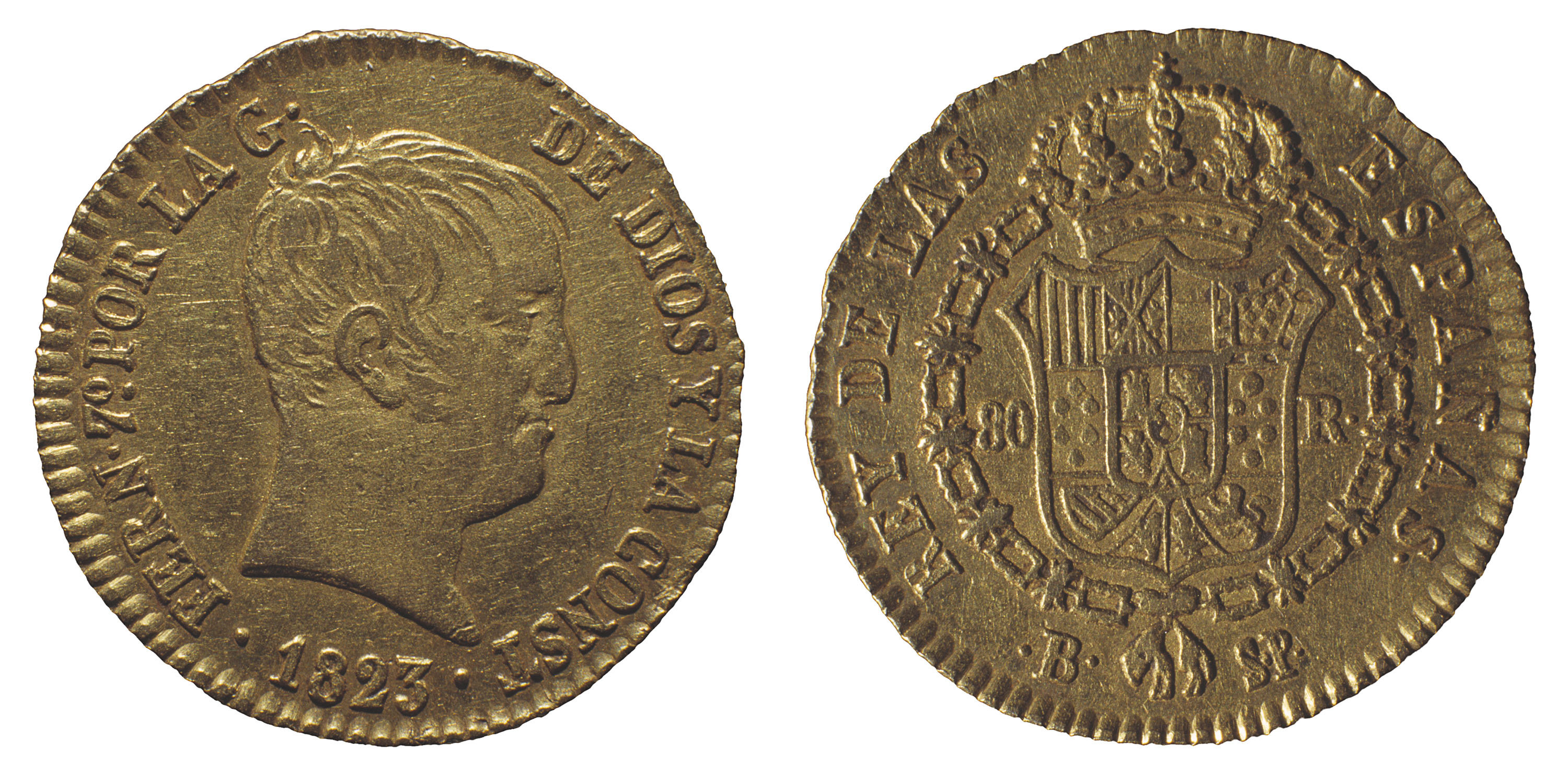 image for: Ferran VII d&#039;Espanya - 80 rals - 1823