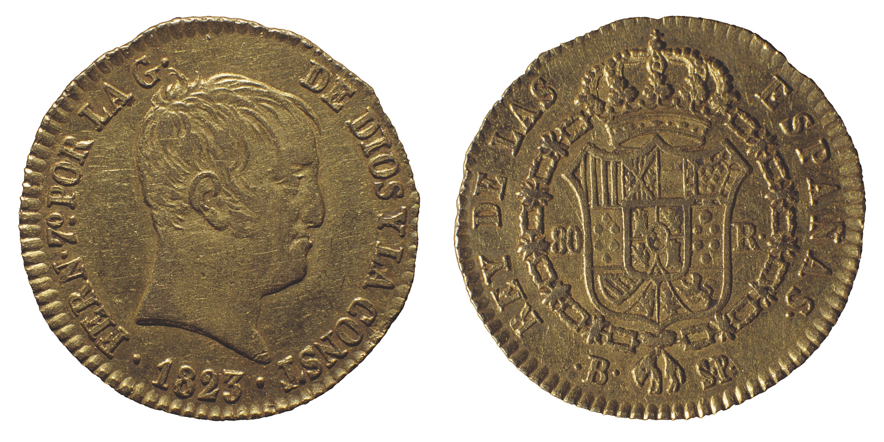 image for: Ferran VII d&#039;Espanya - 80 rals - 1823