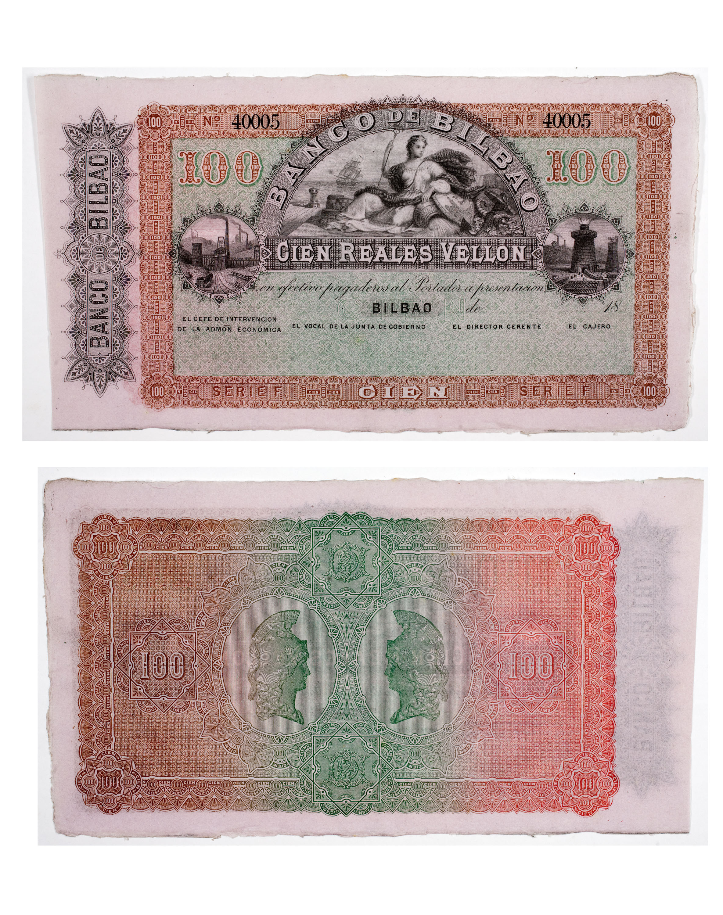 image for: Banco de Bilbao - 100 rals de billó - 1857