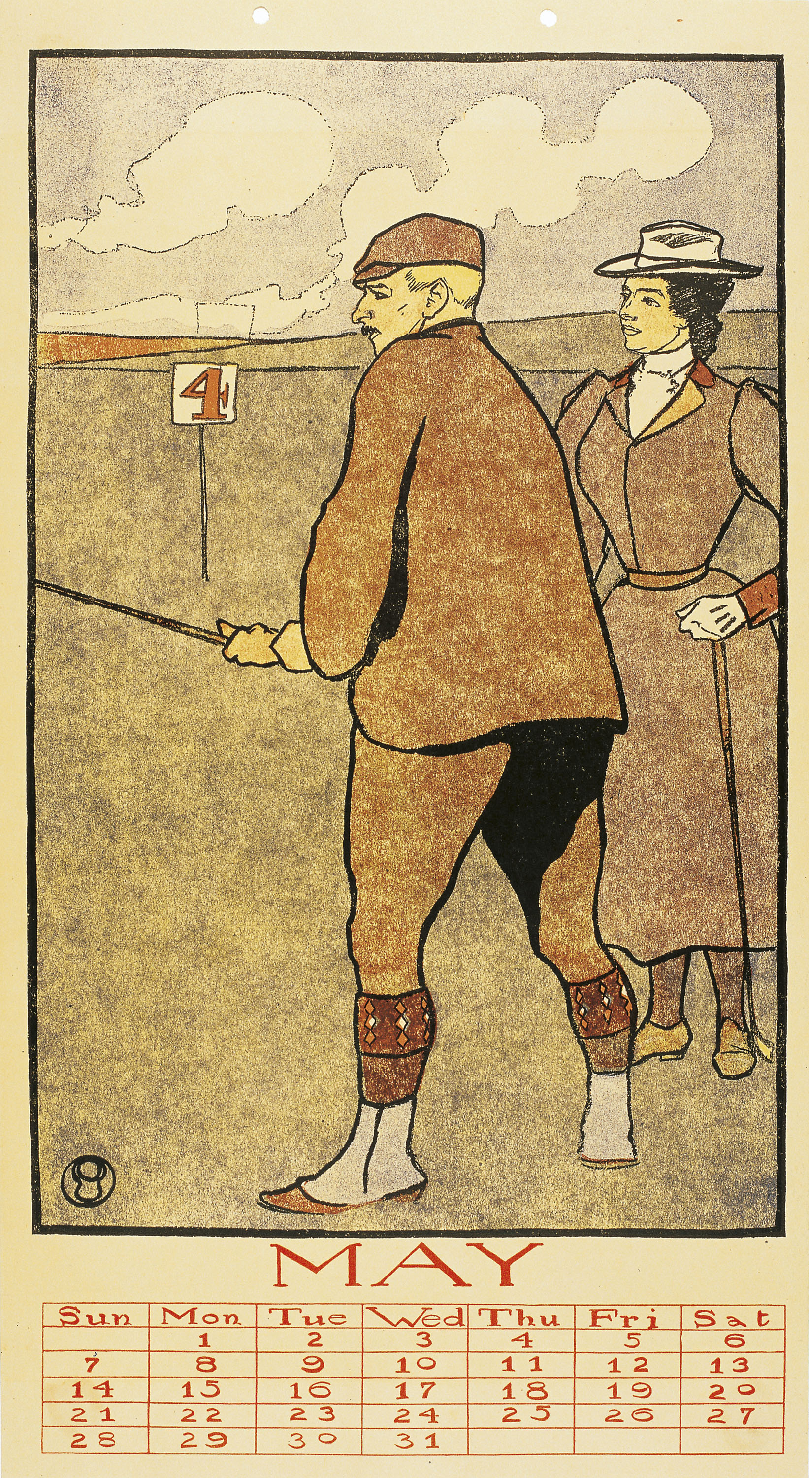 image for: Edward Penfield - May (Golf Calendar) - 1899