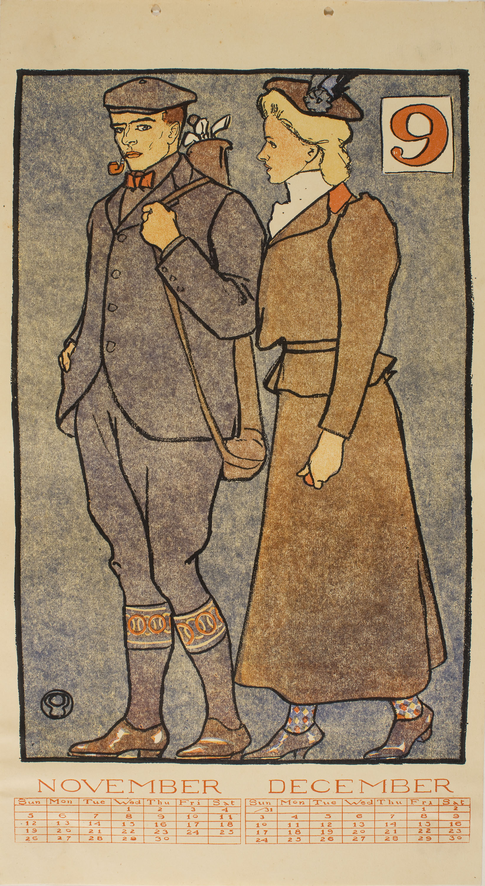 image for: Edward Penfield - November, December (Golf Calendar) - 1899