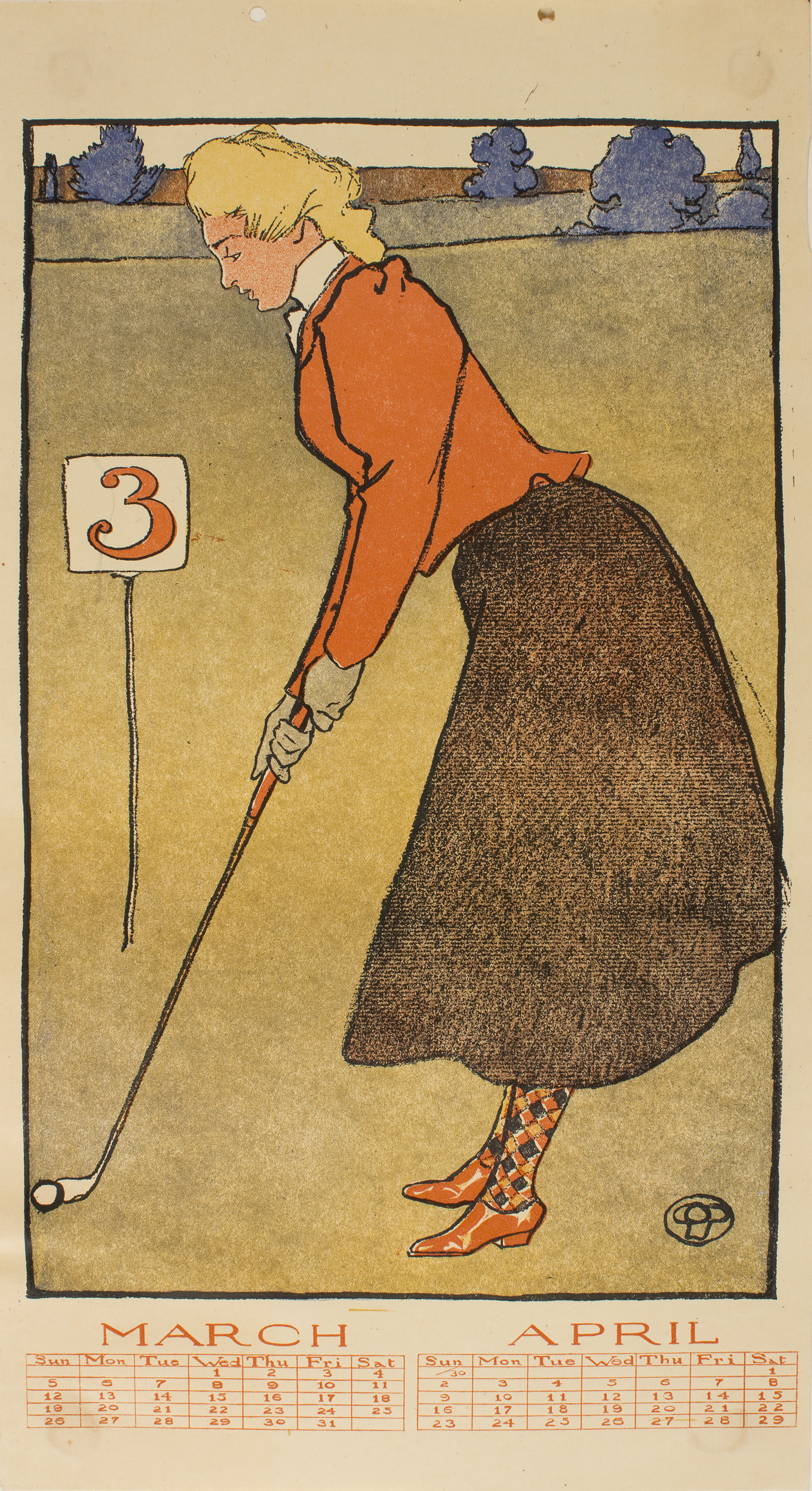 image for: Edward Penfield - March, April (Golf Calendar) - 1899