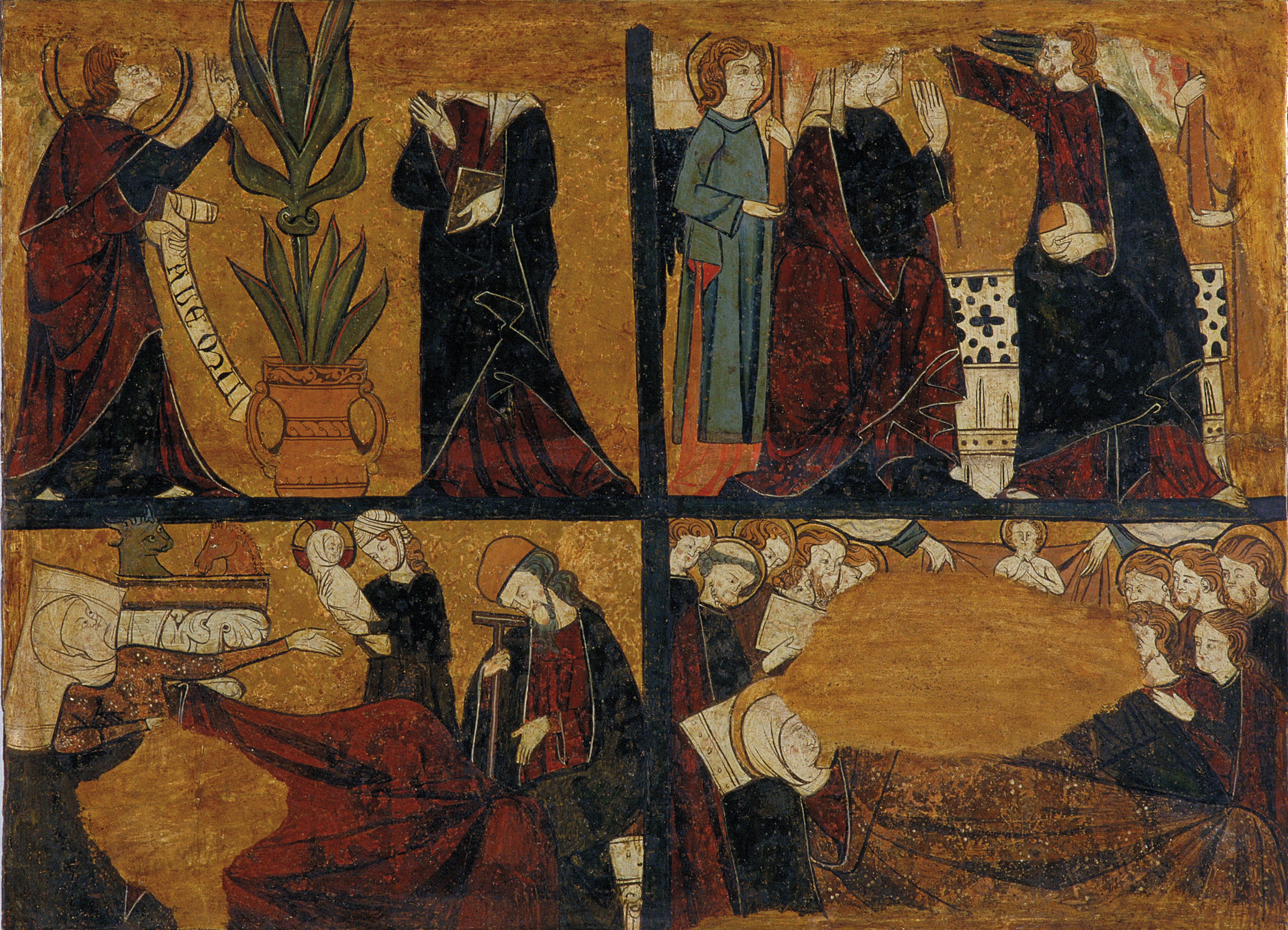 image for: Anònim. Castella - Anunciació, Nativitat, Dormició i Coronació de la Mare de Déu - Cap a 1295