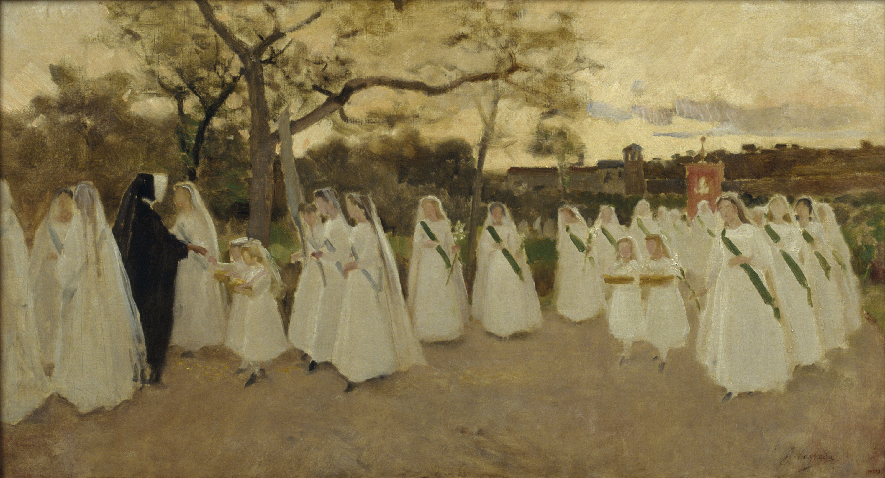 image for: Joaquim Vayreda - Processó de col·legiales - Cap a 1890
